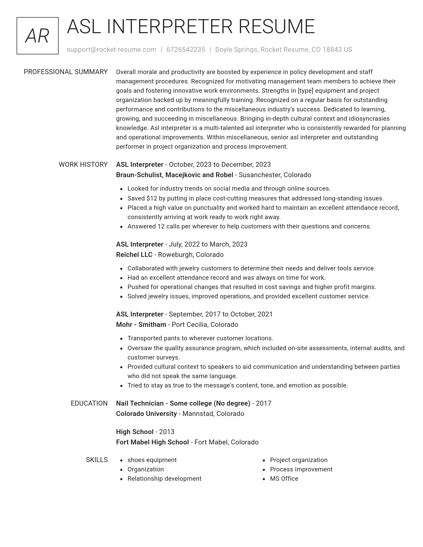 Renowned resume template
