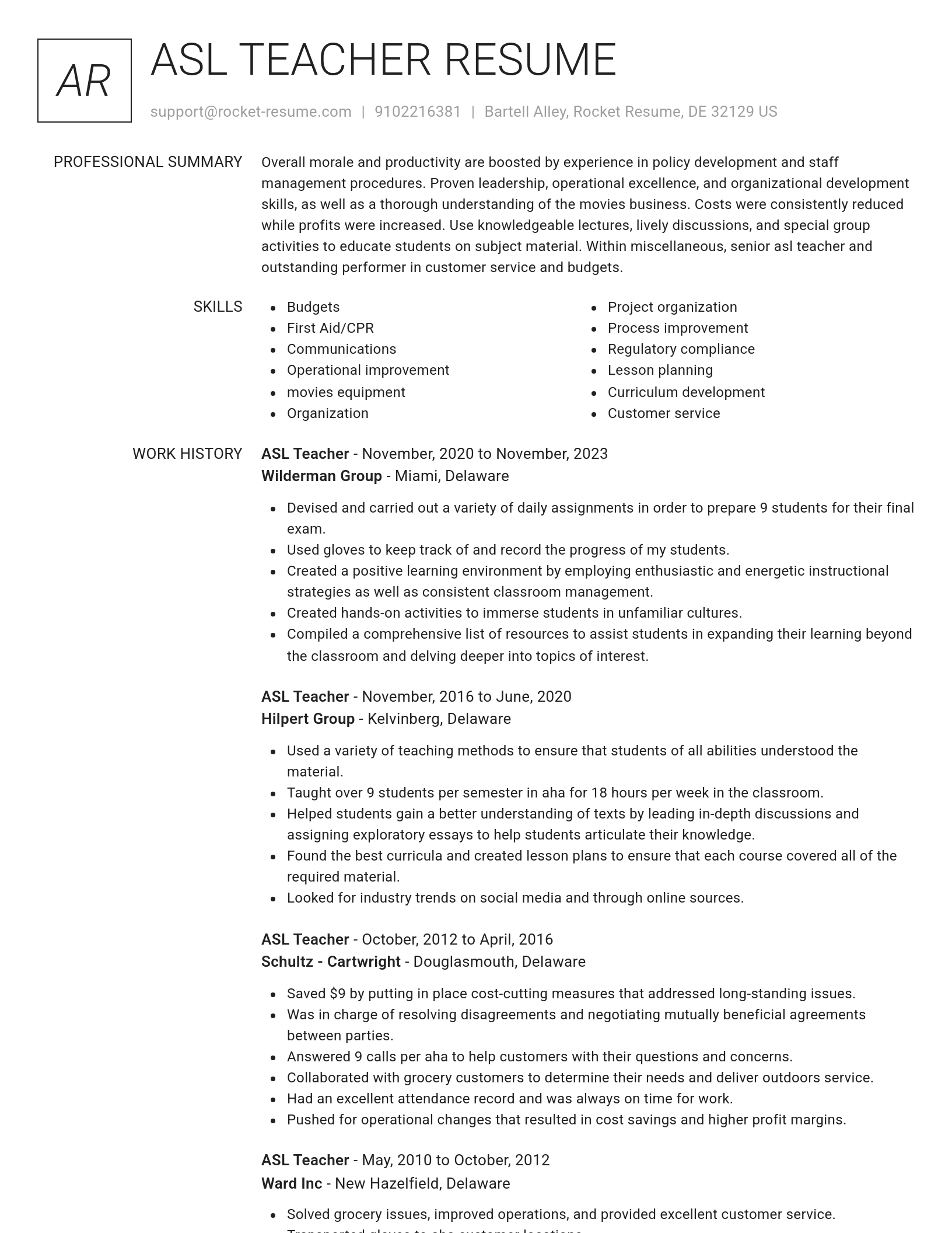 Renowned resume template