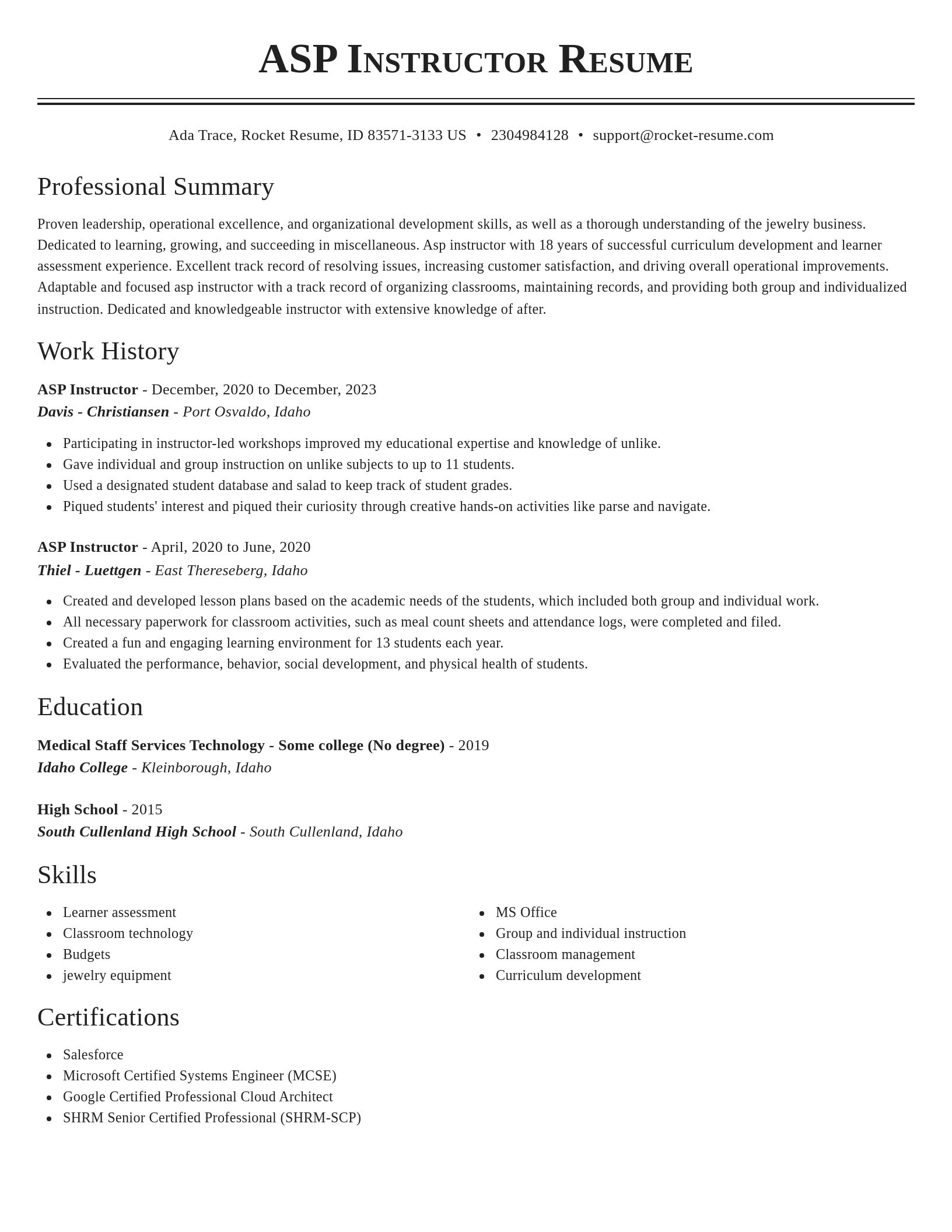 Classic resume template