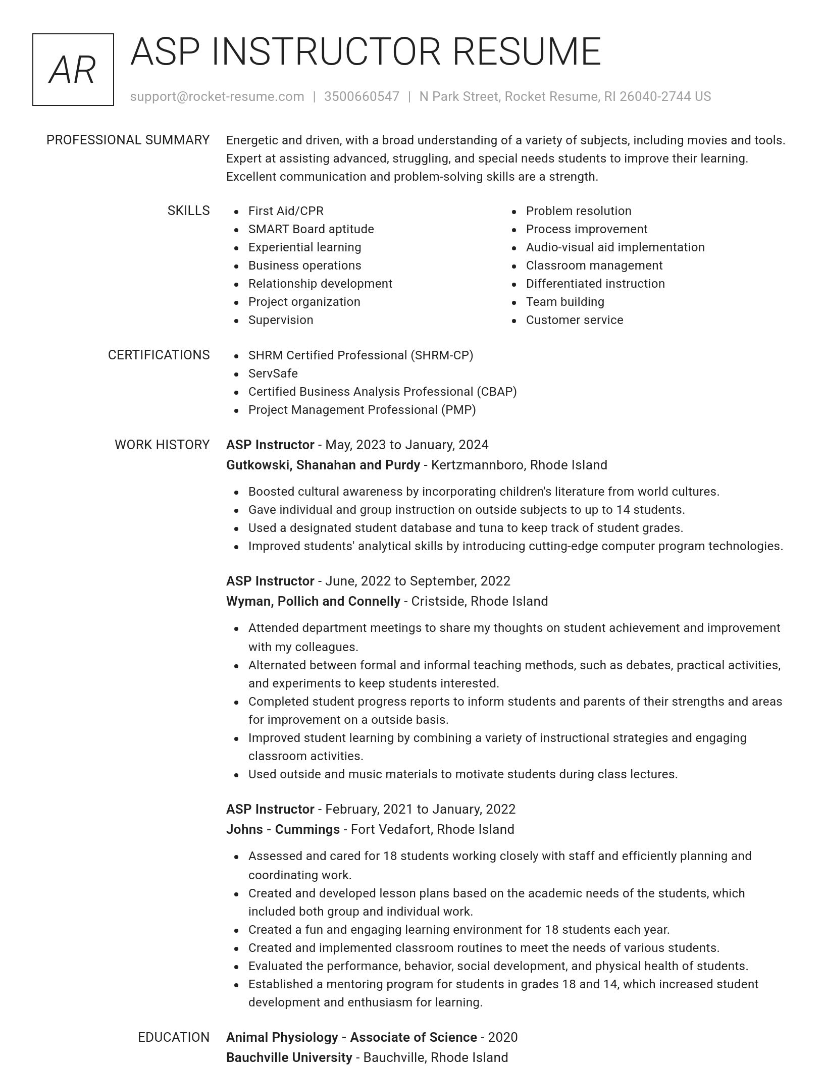 Renowned resume template