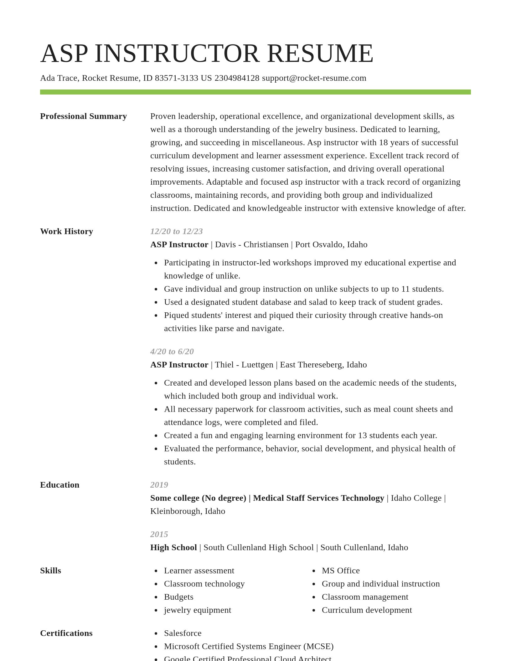 Smart resume template