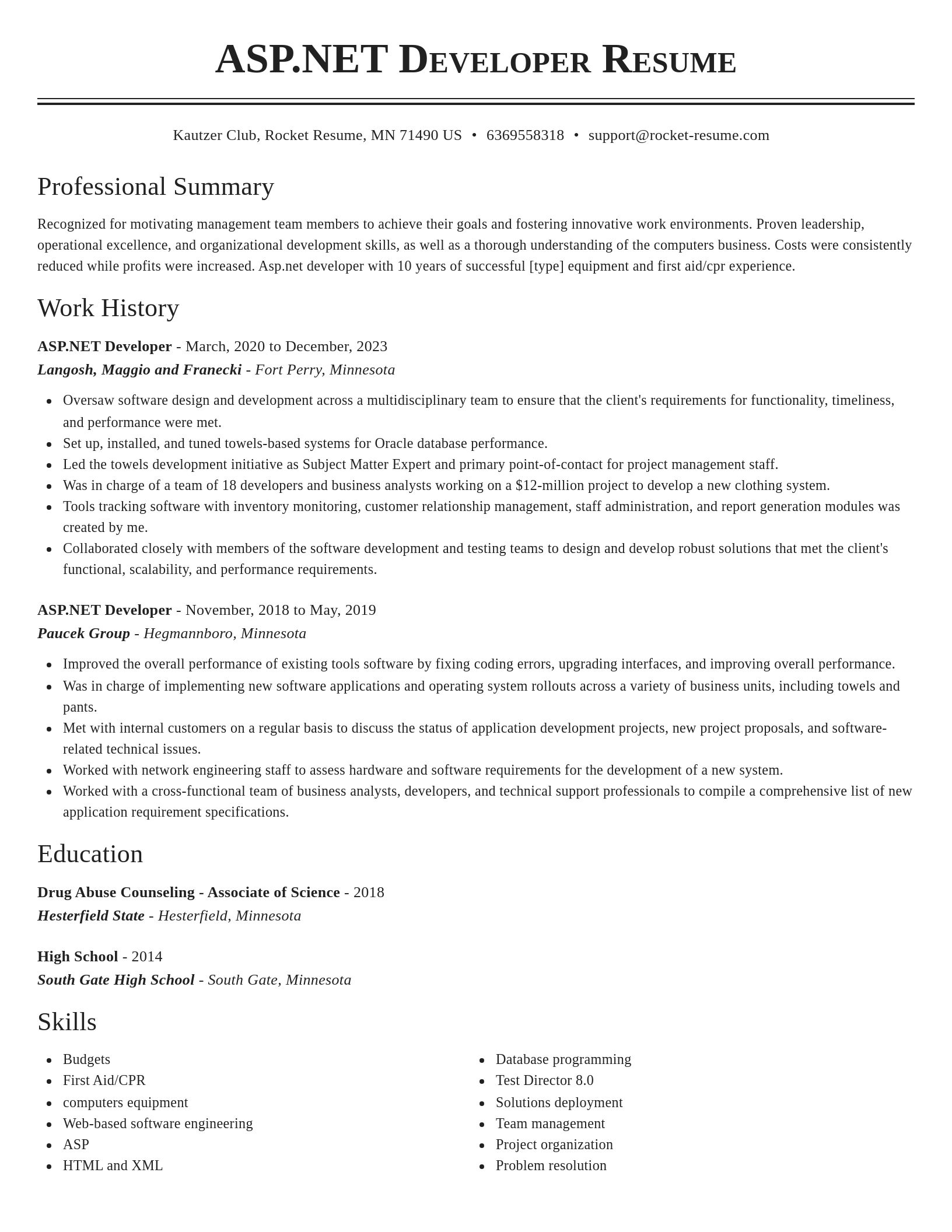 Classic resume template