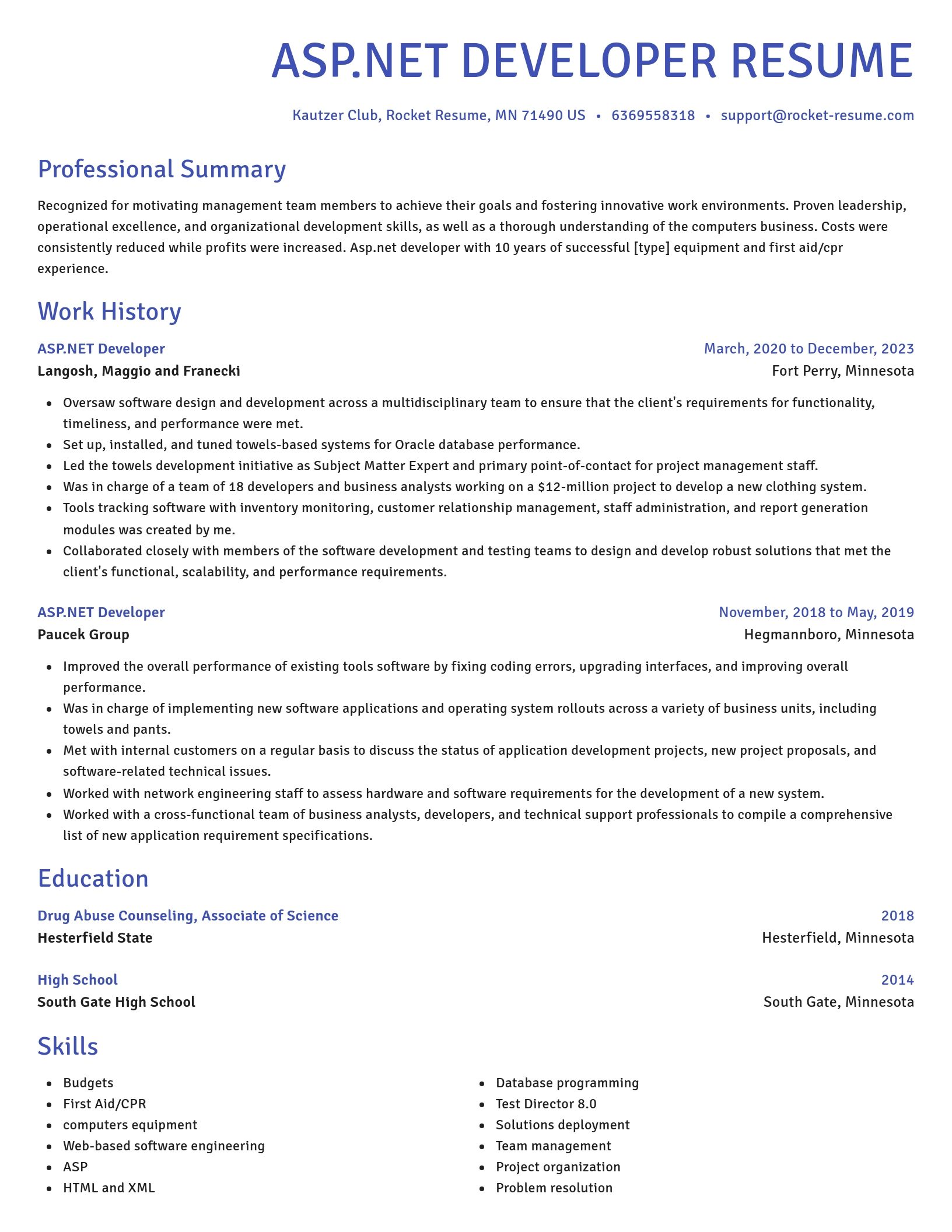 Novel resume template