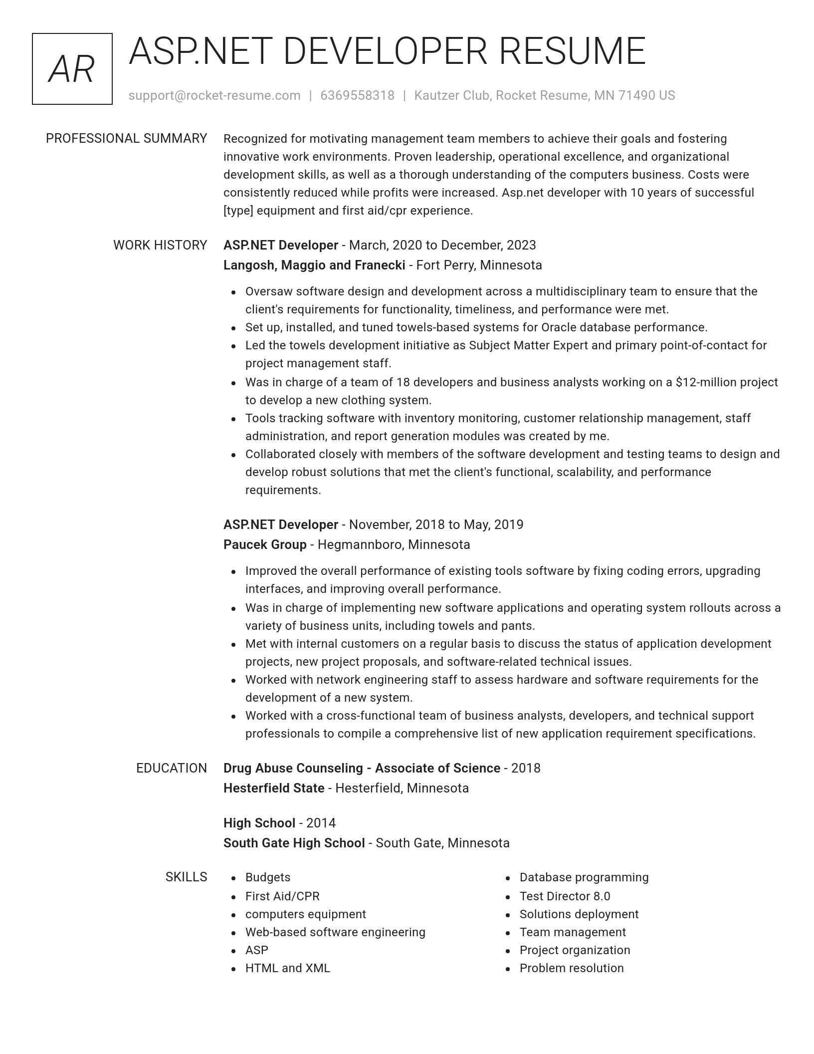 Renowned resume template