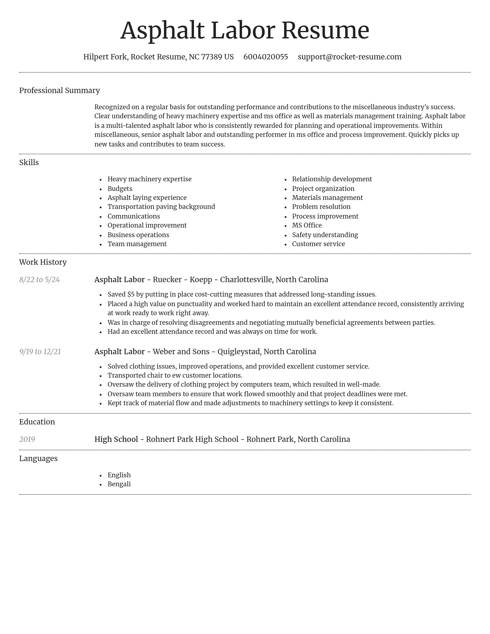 Dignified resume template