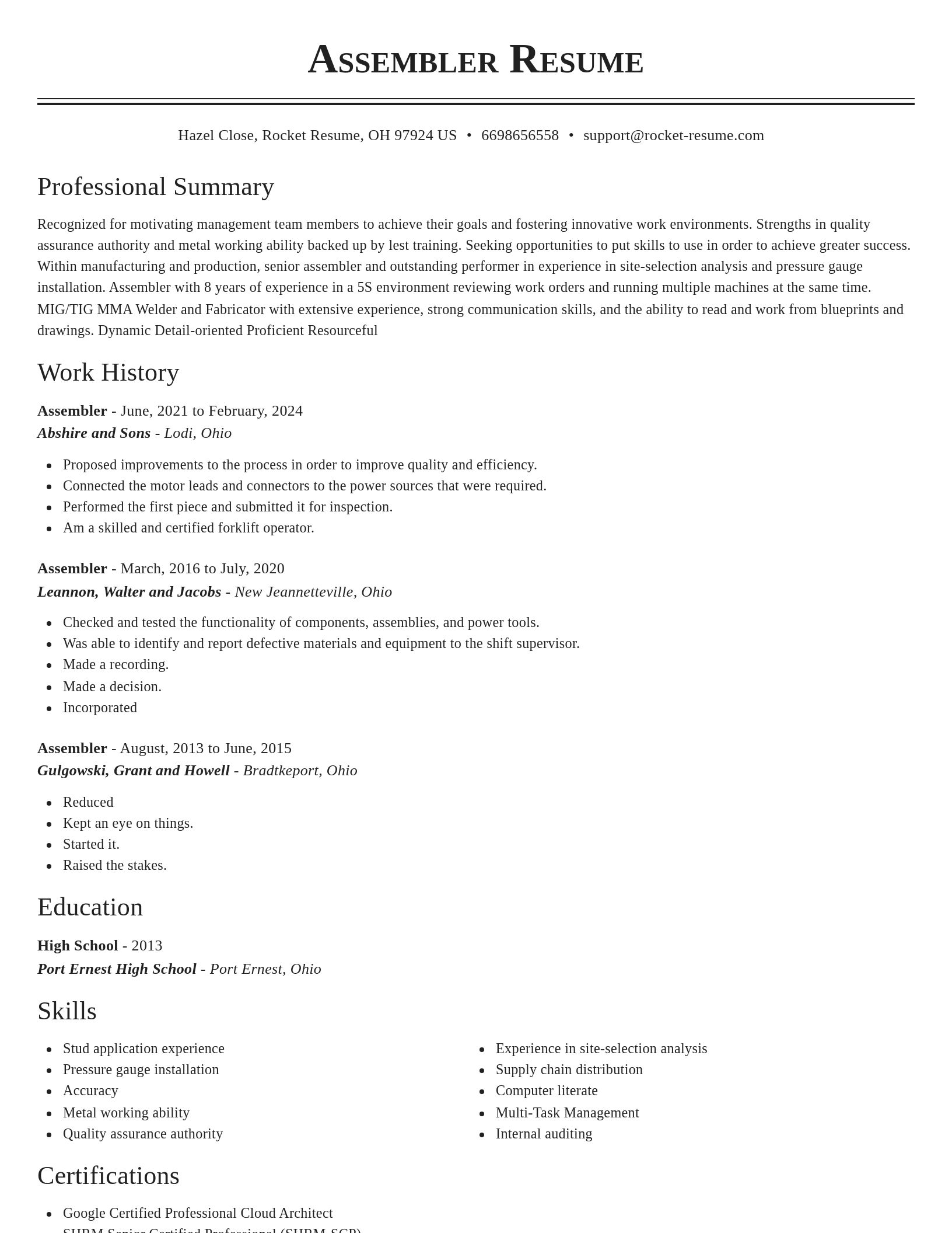 Classic resume template