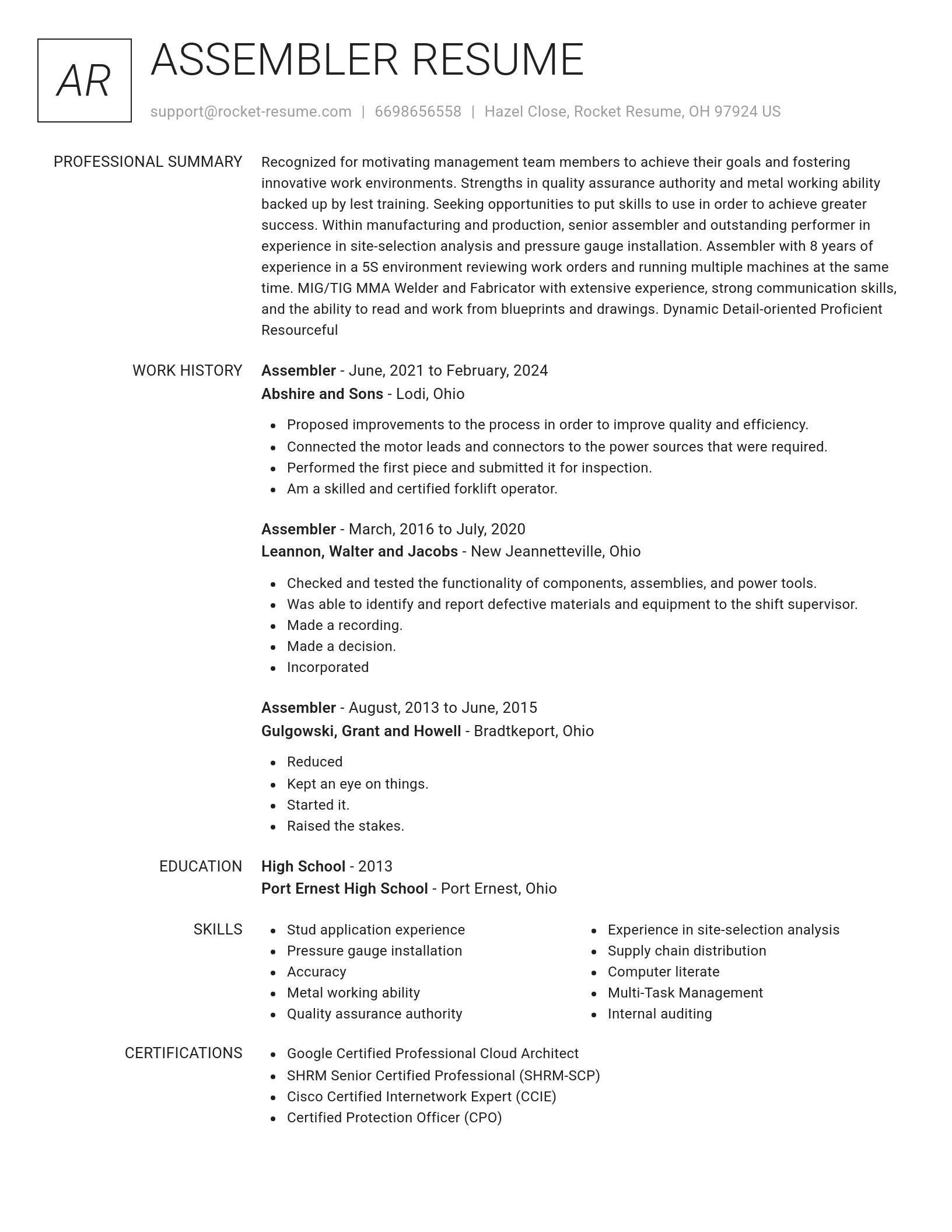Renowned resume template
