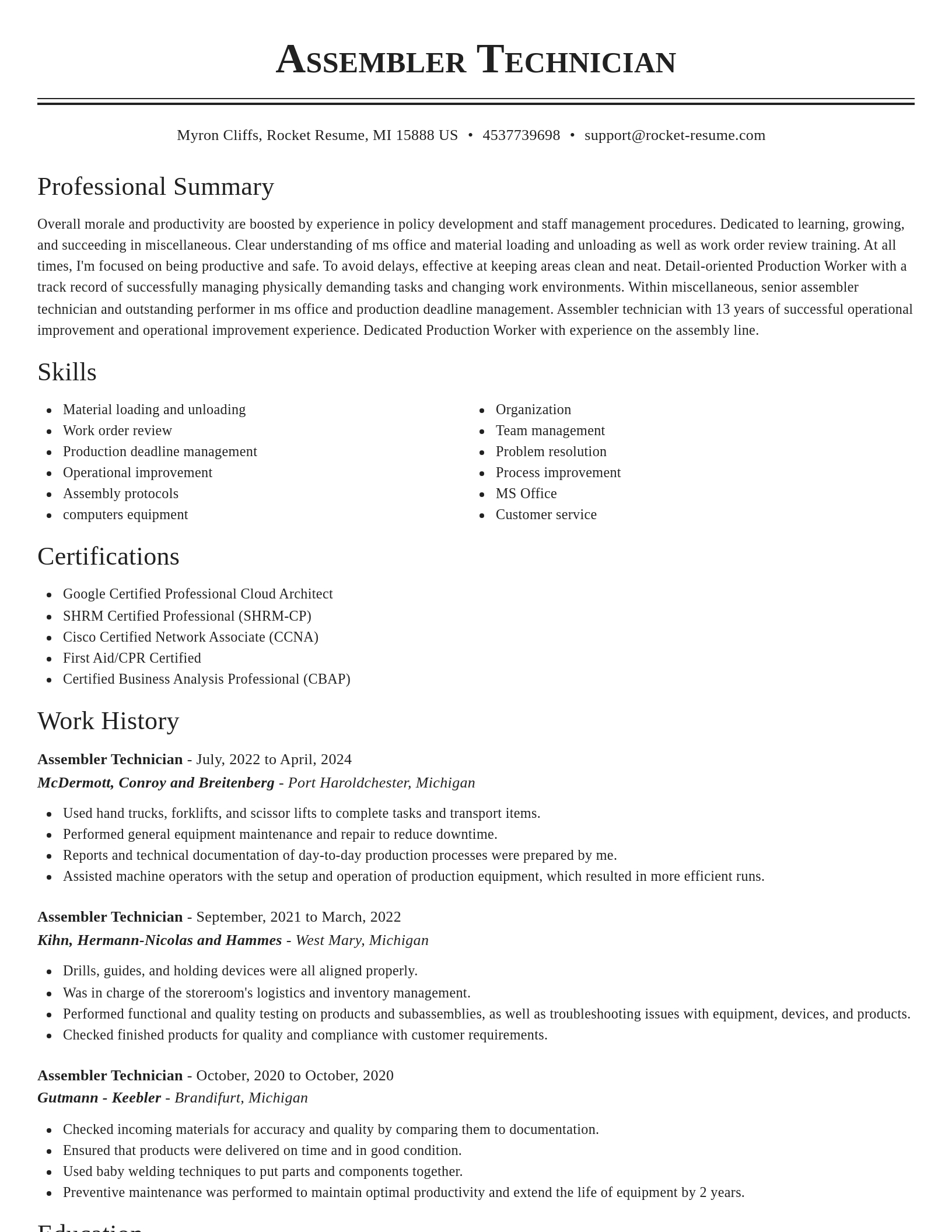 Classic resume template