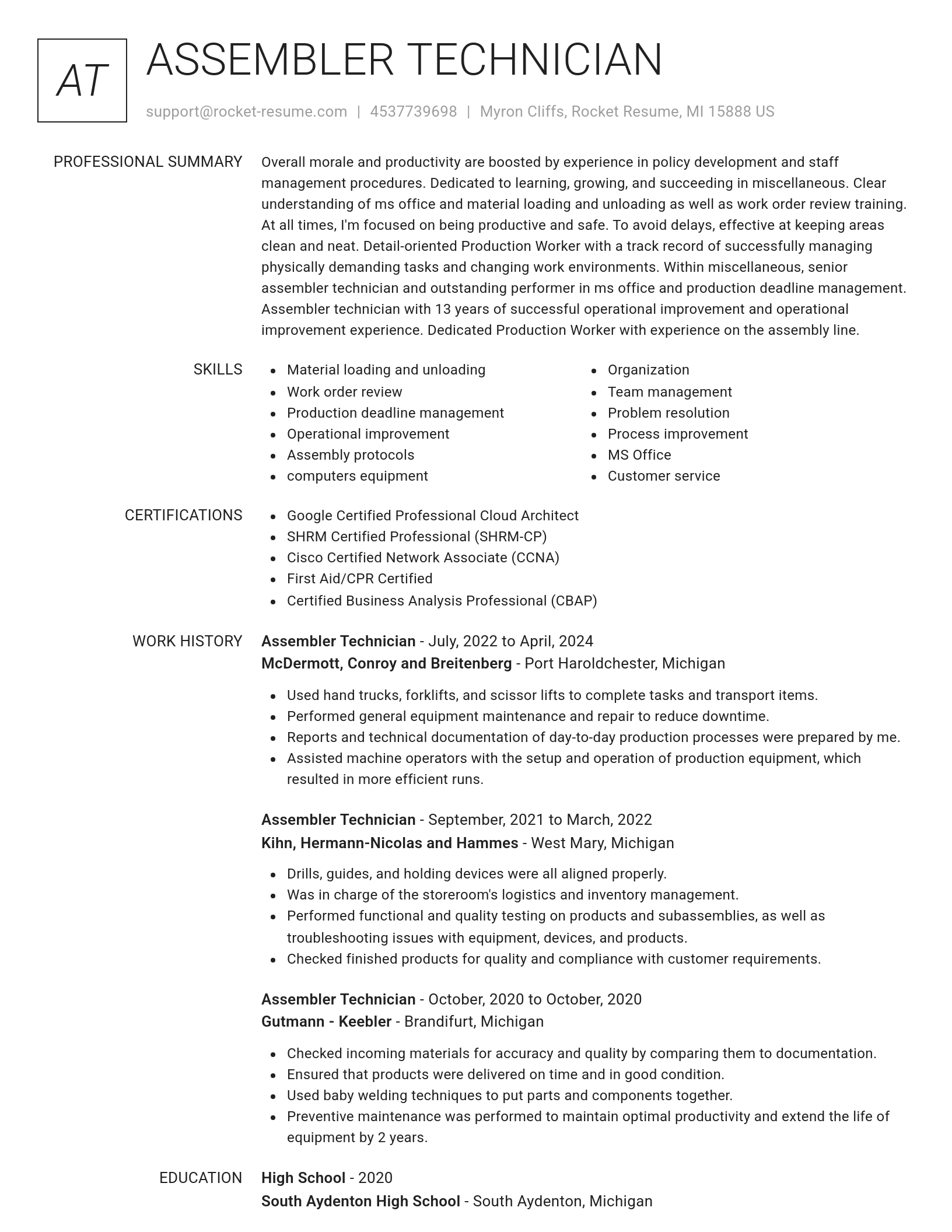 Renowned resume template