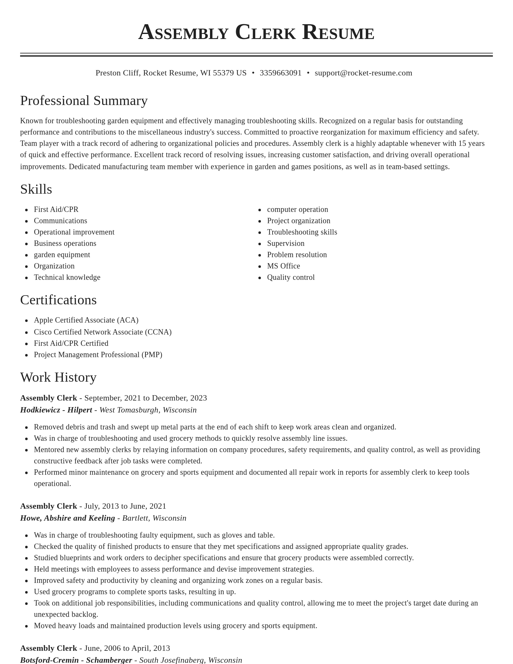 Classic resume template