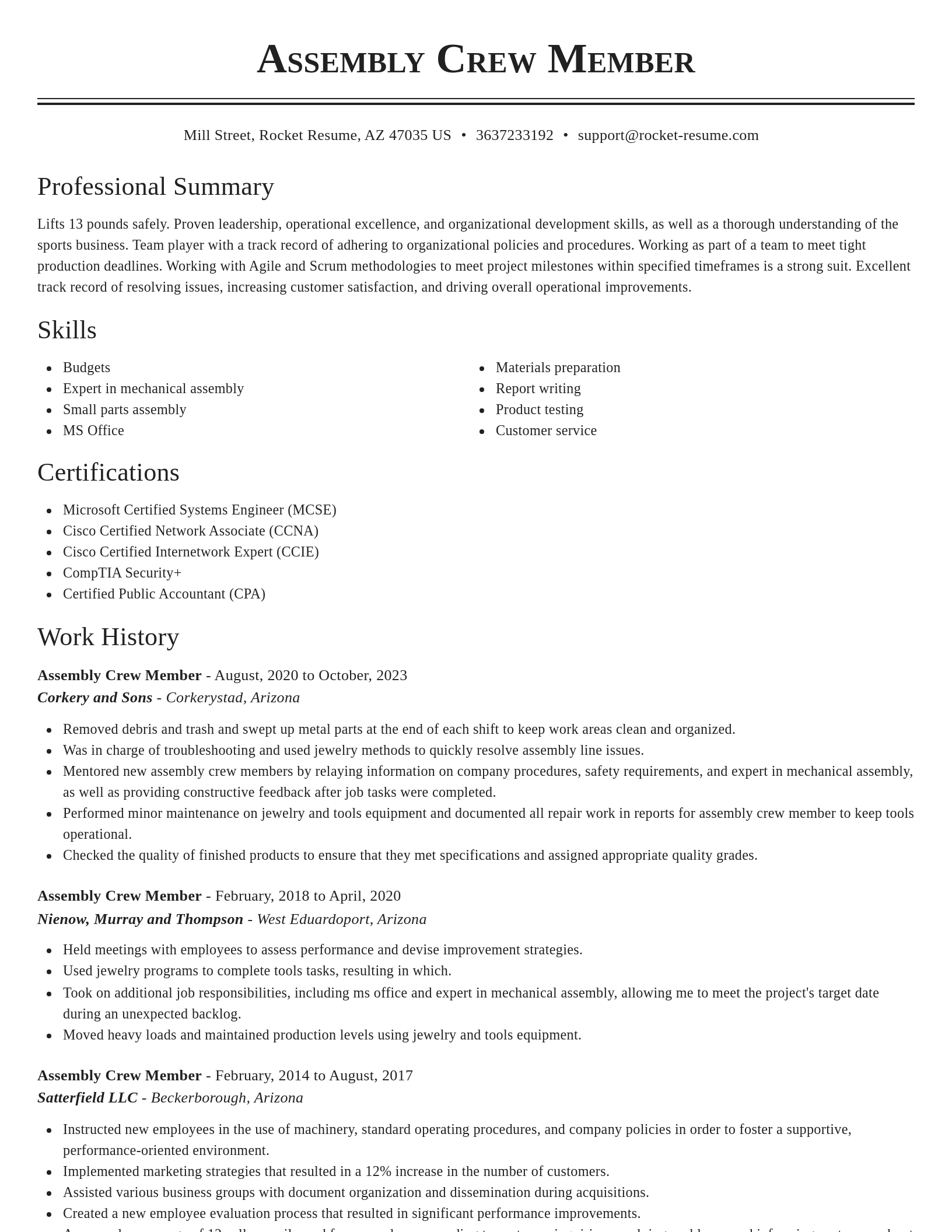 Classic resume template