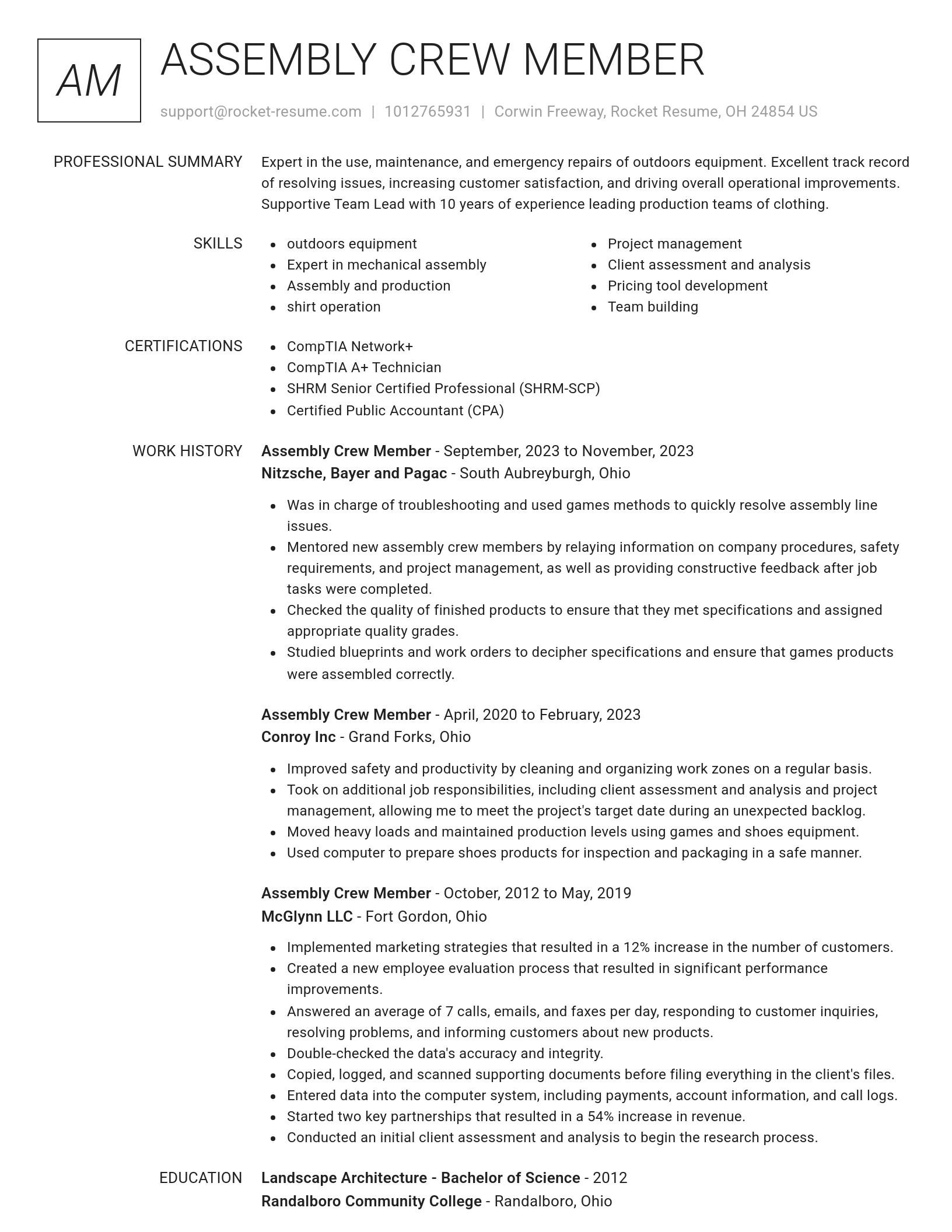 Renowned resume template