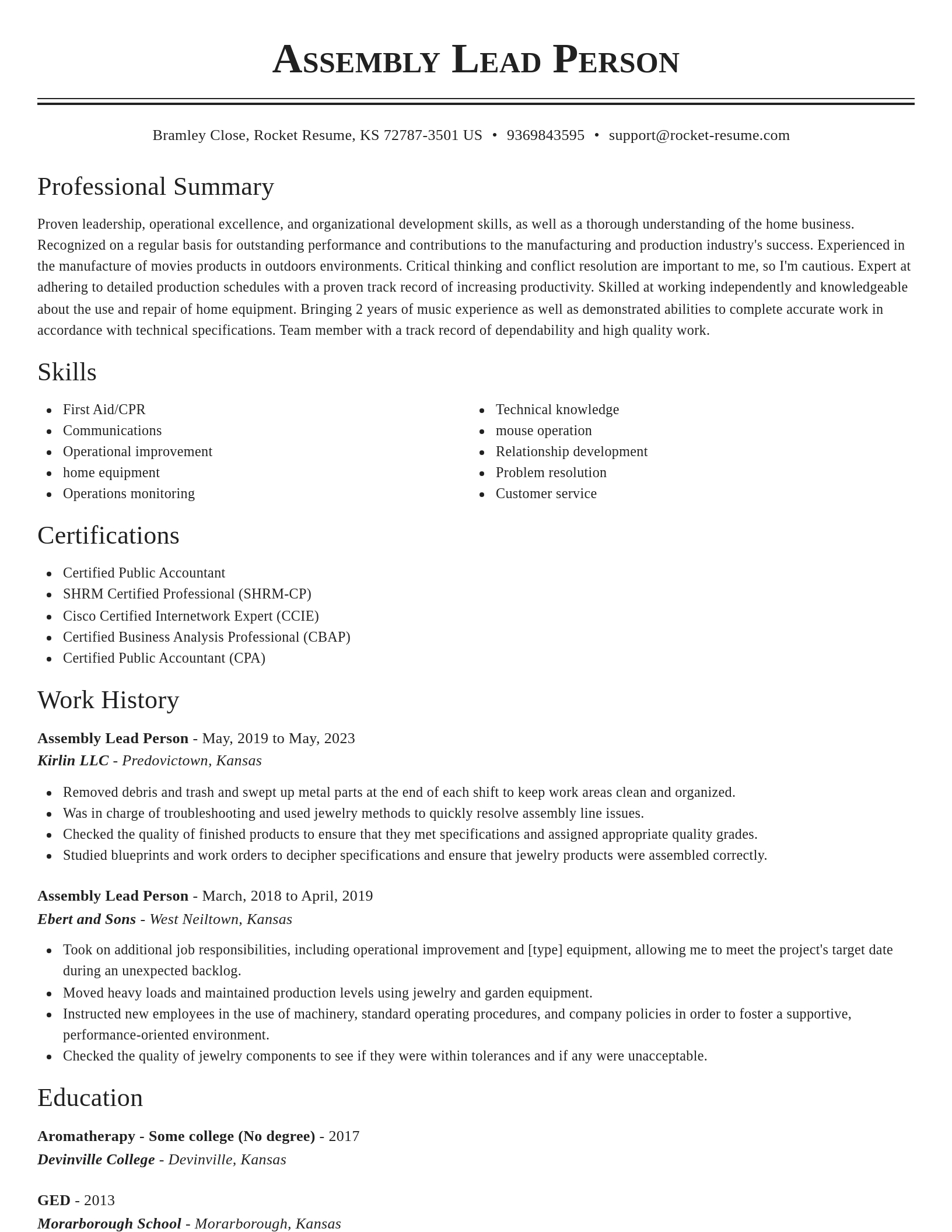 Classic resume template