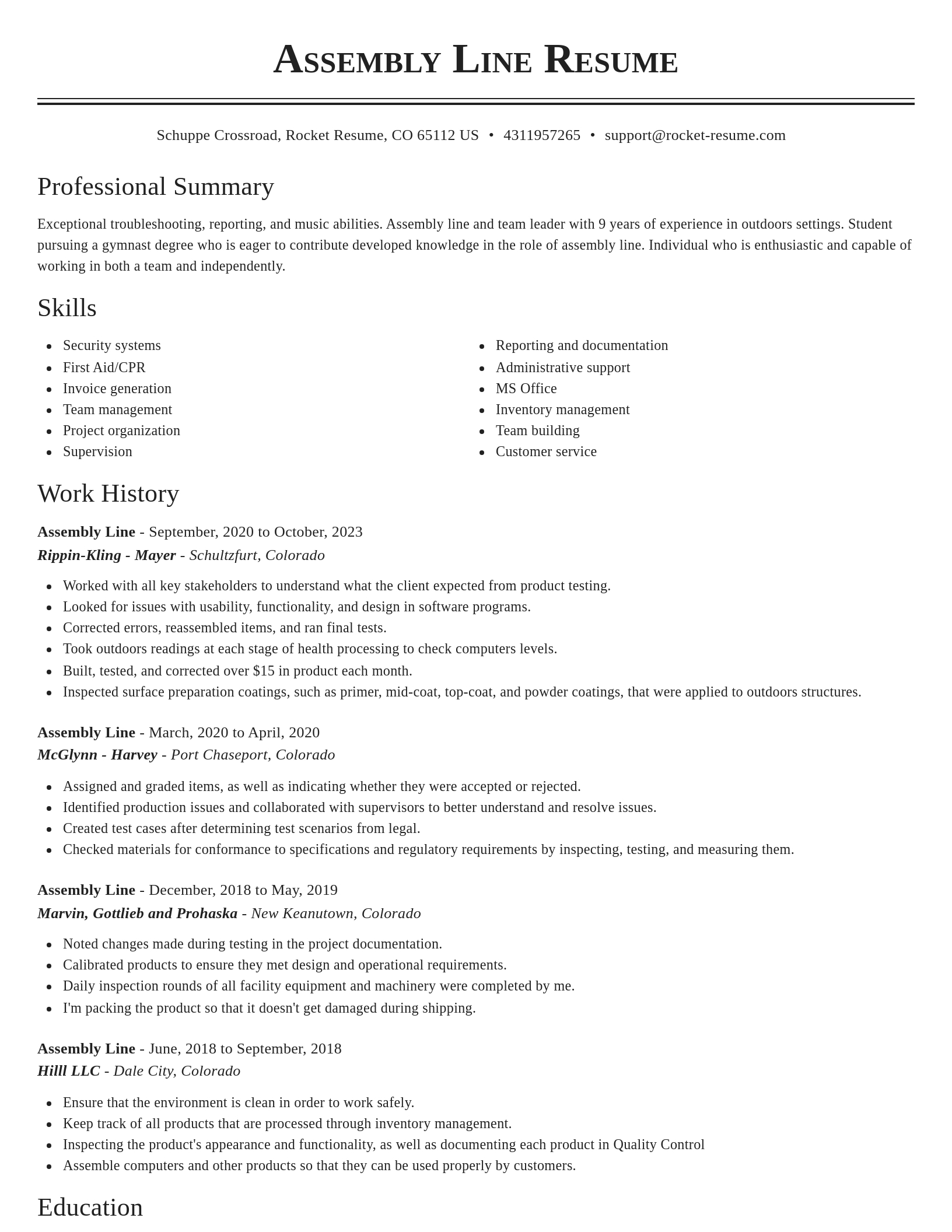 Classic resume template