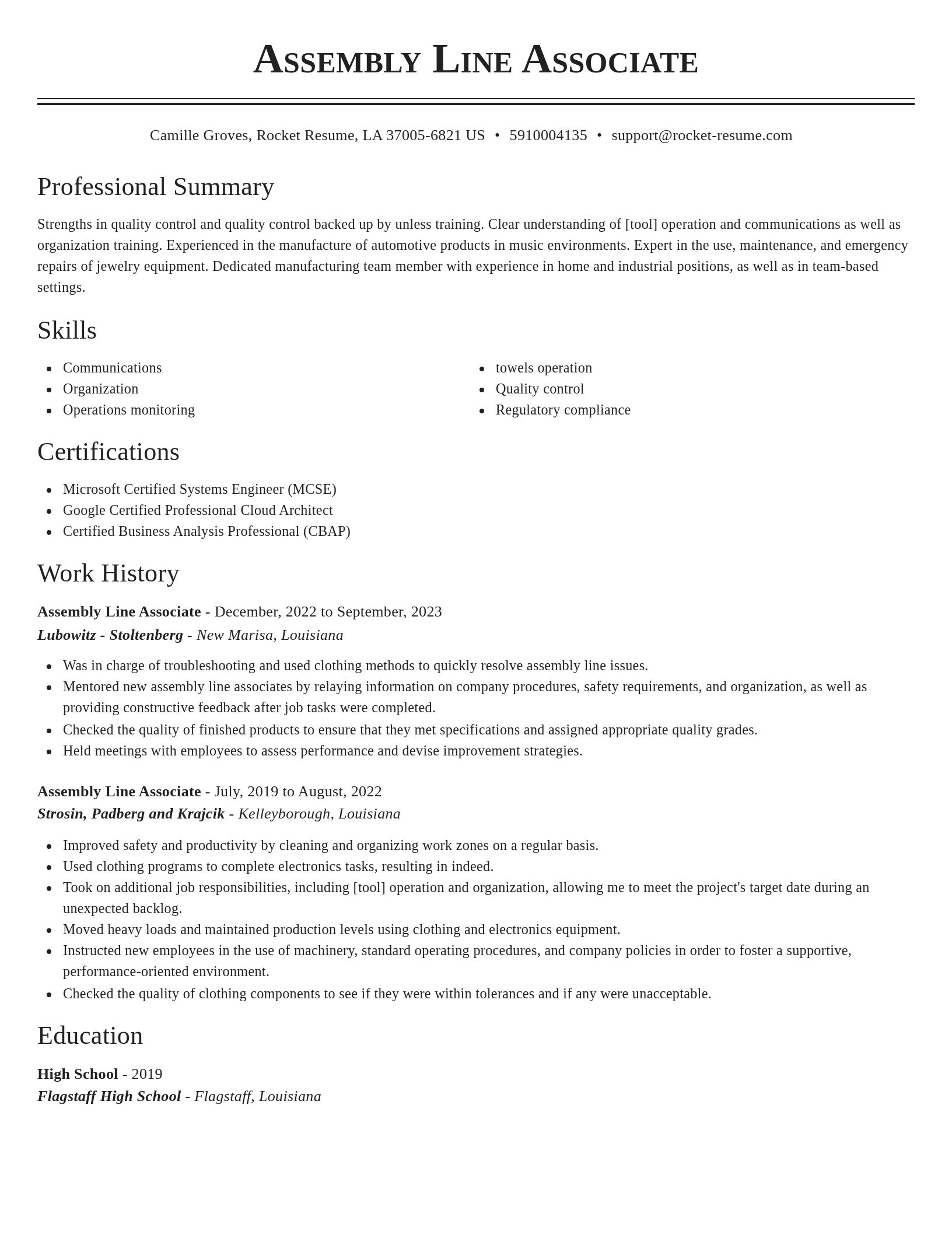 Classic resume template