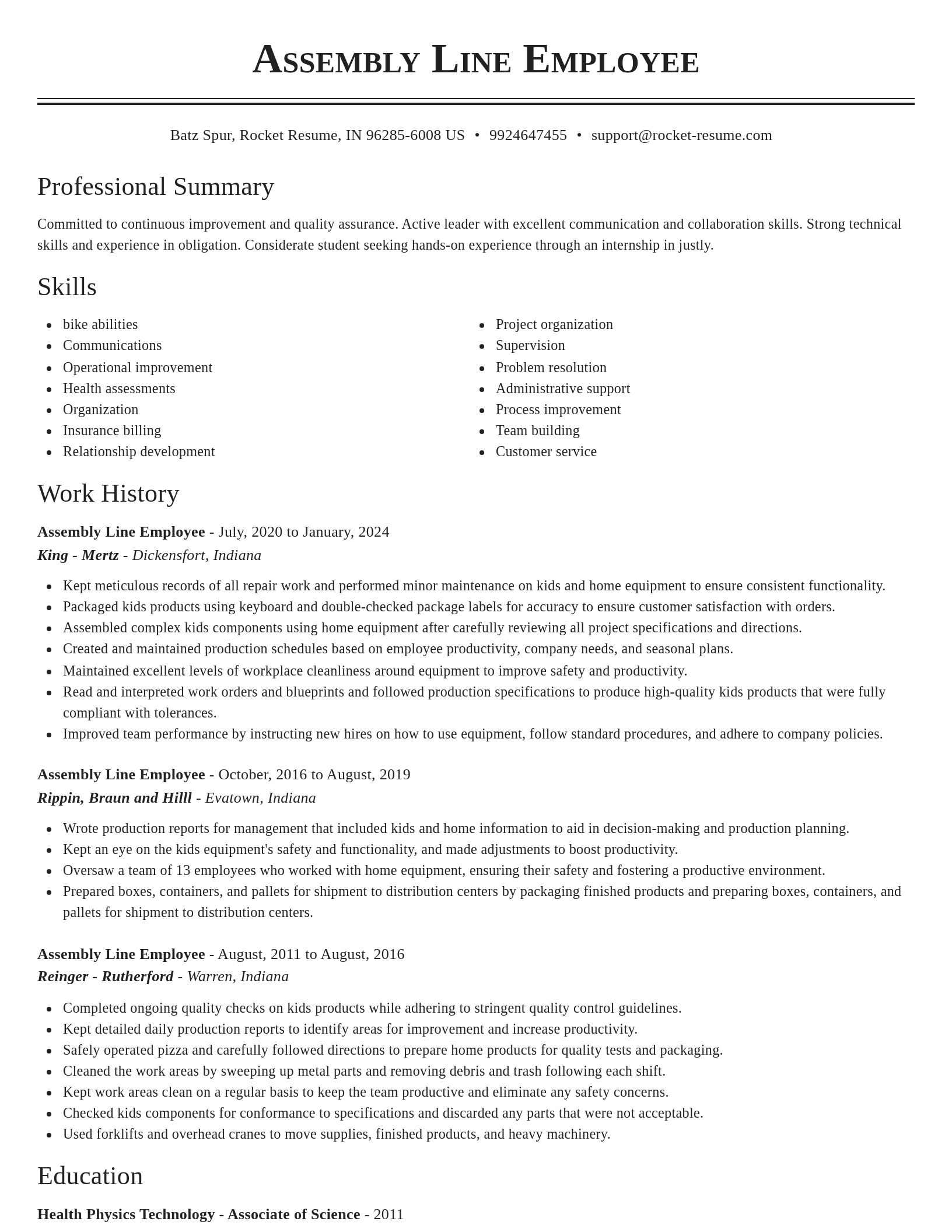 Classic resume template