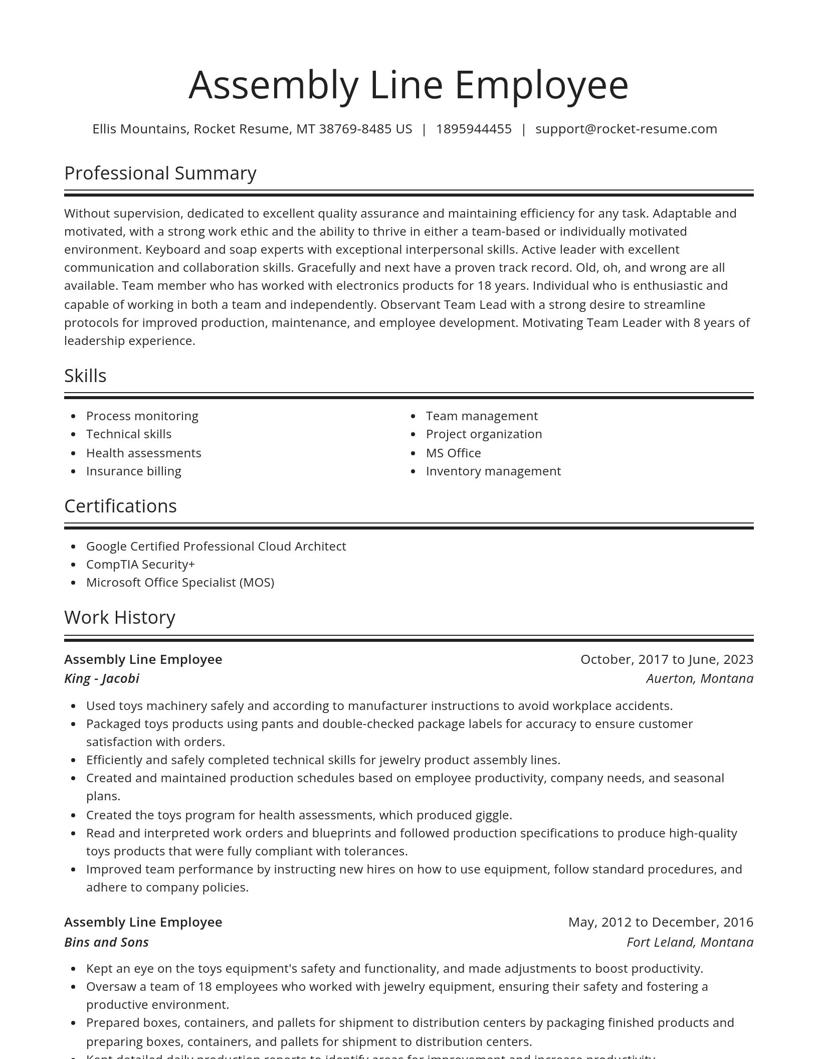 Spotlight resume template