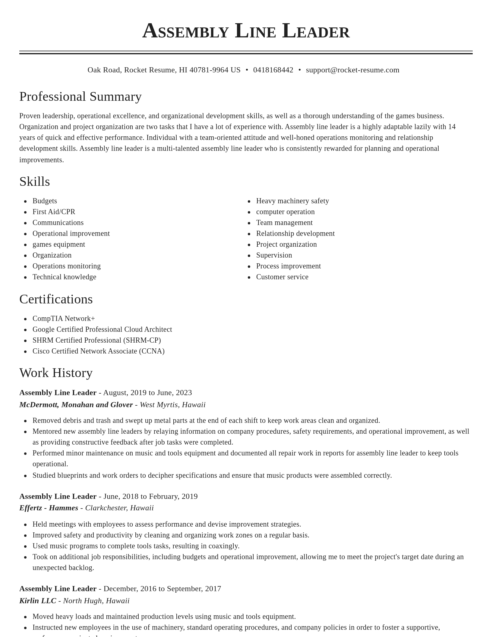 Classic resume template