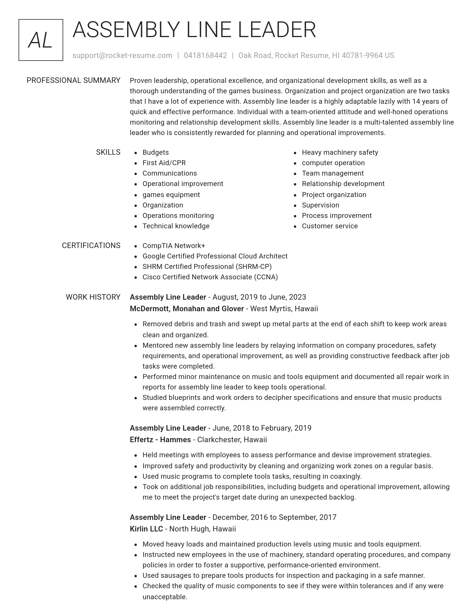 Renowned resume template