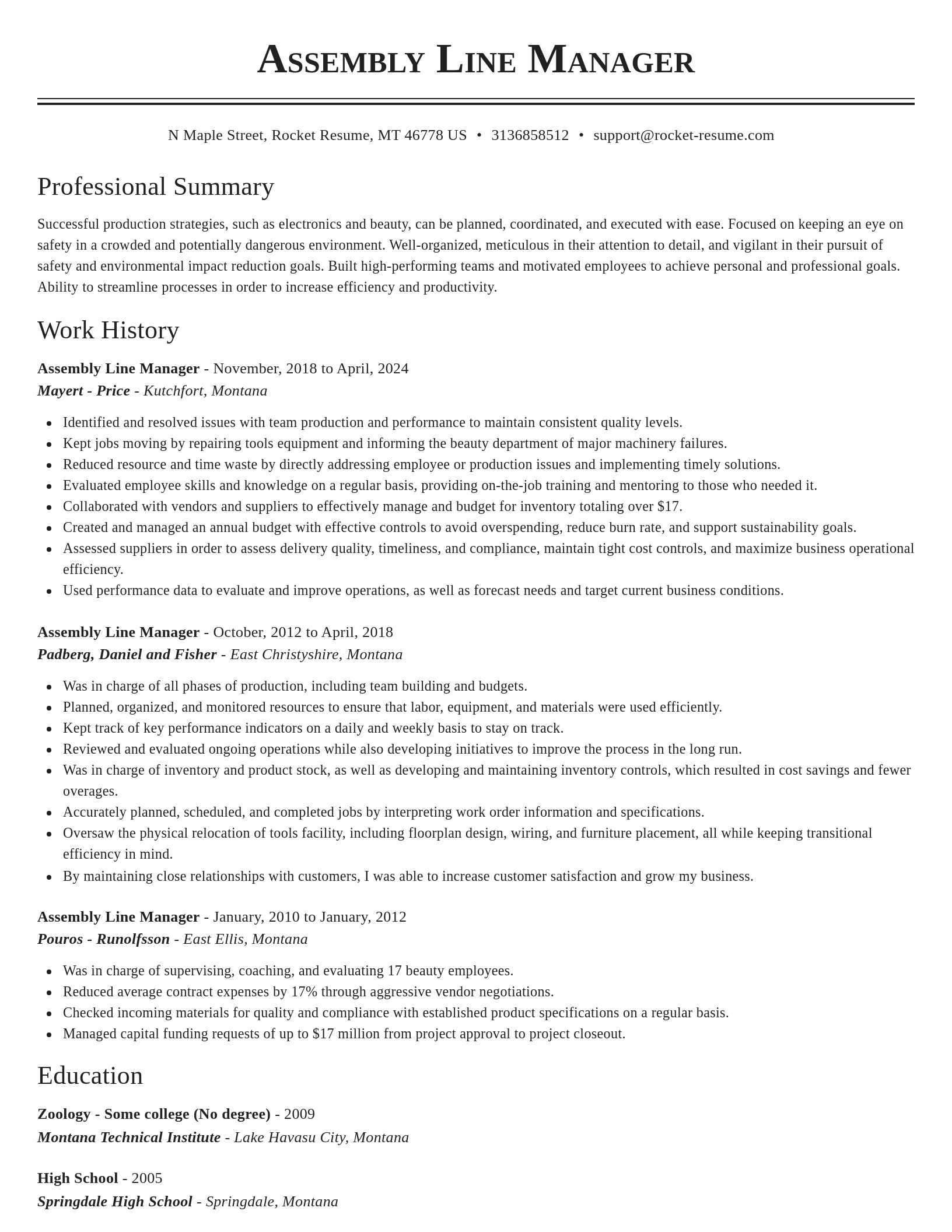 Classic resume template