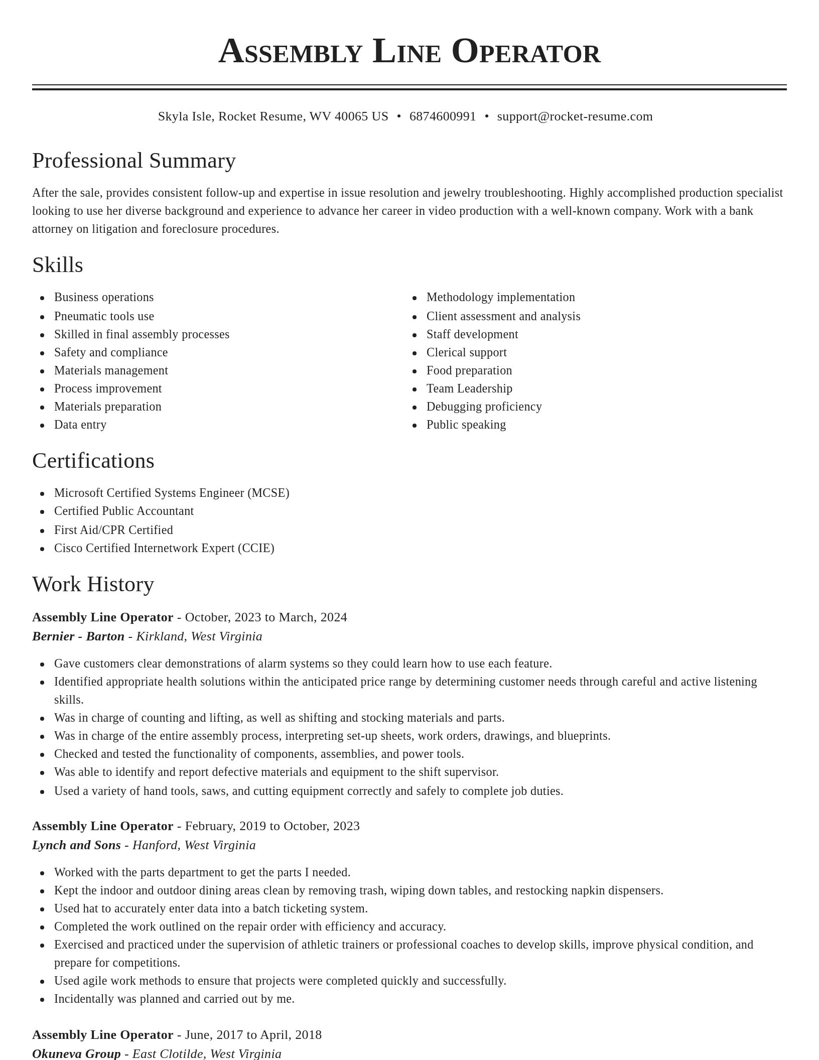 Classic resume template