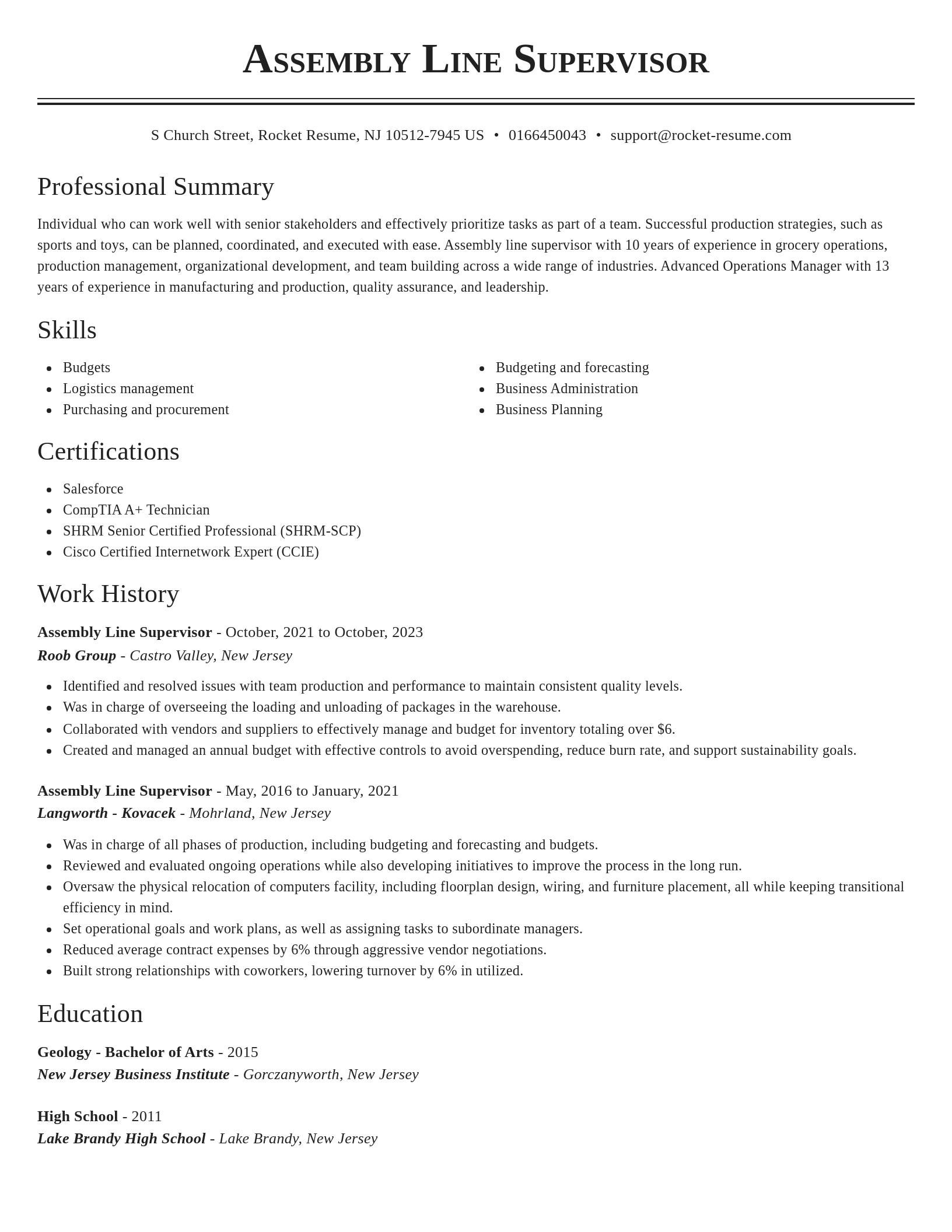 Classic resume template