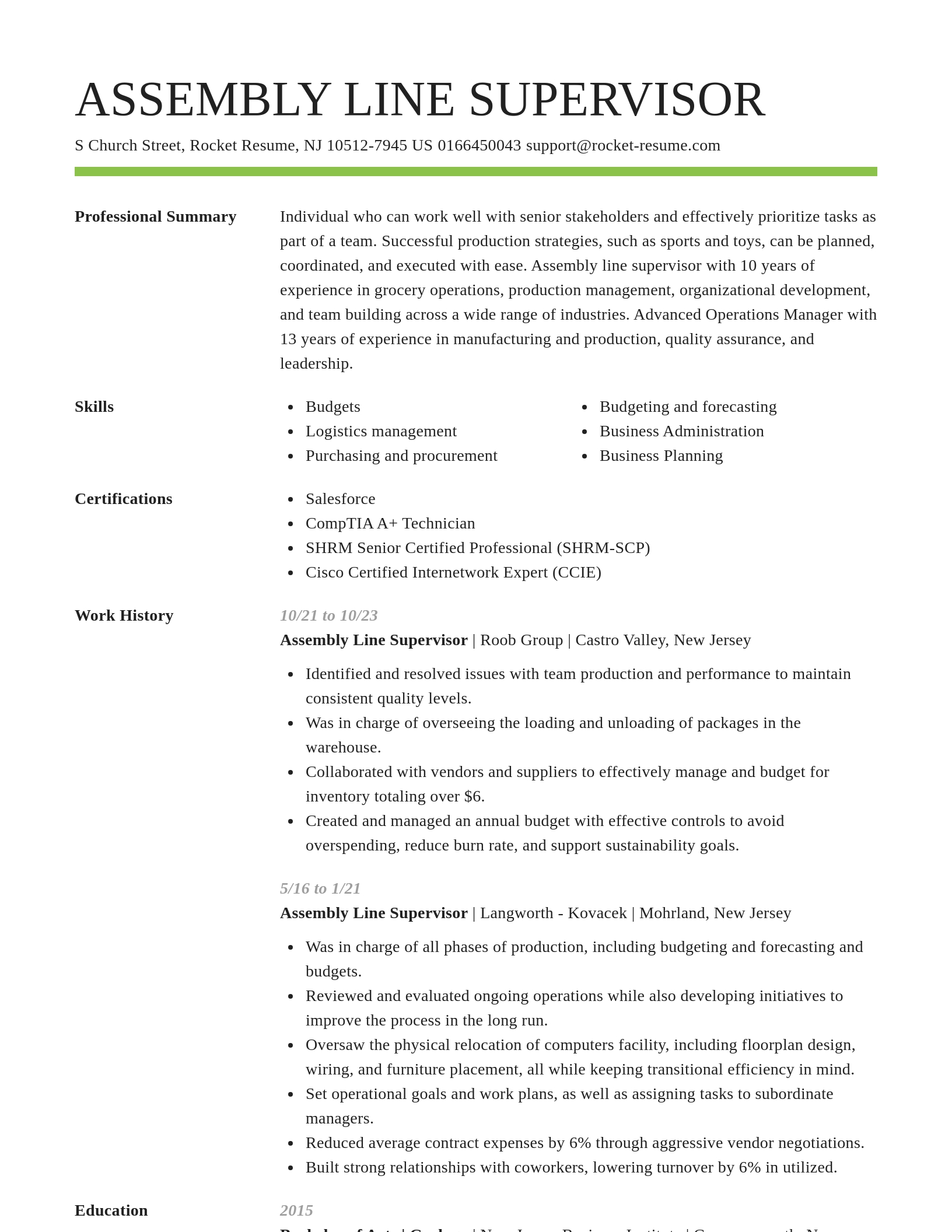 Smart resume template