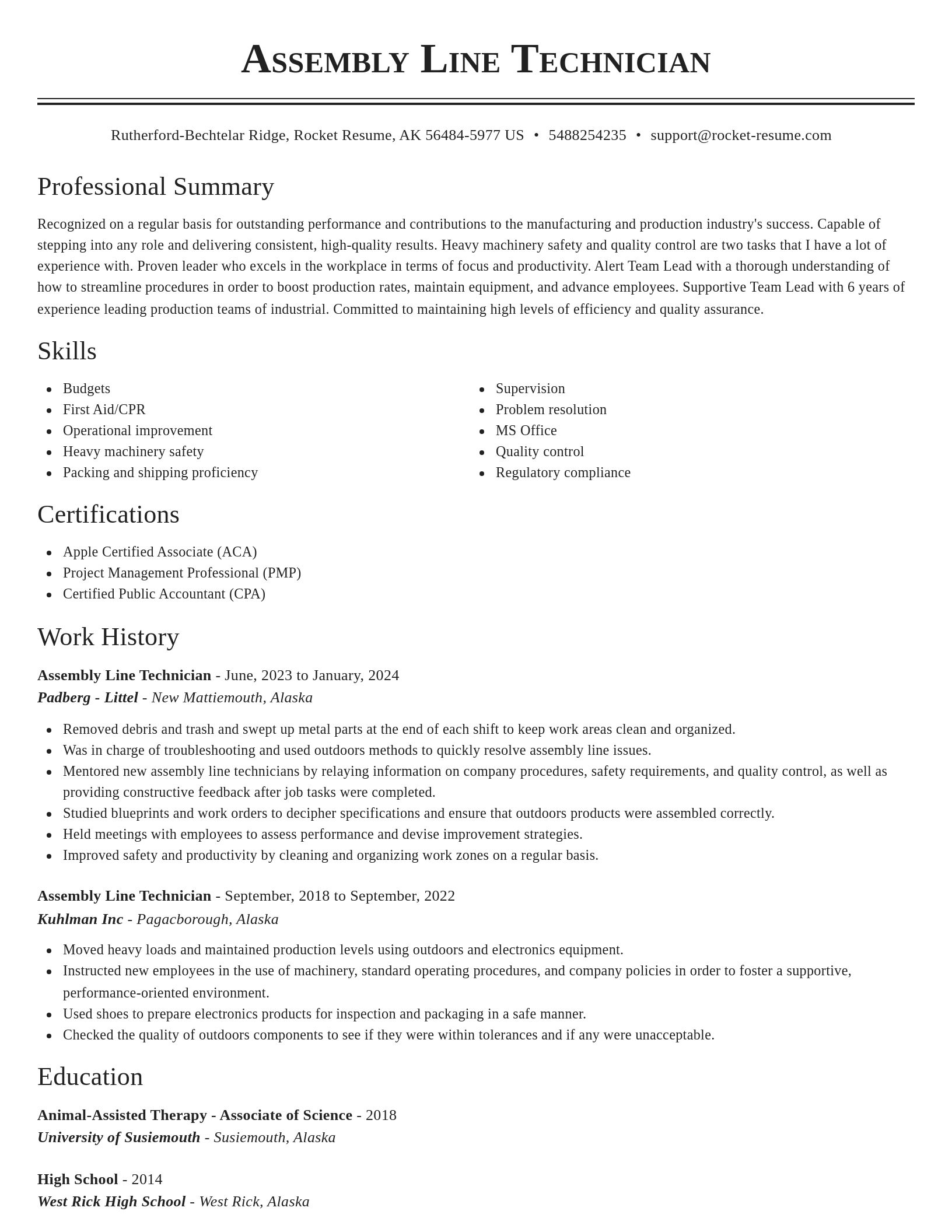 Classic resume template