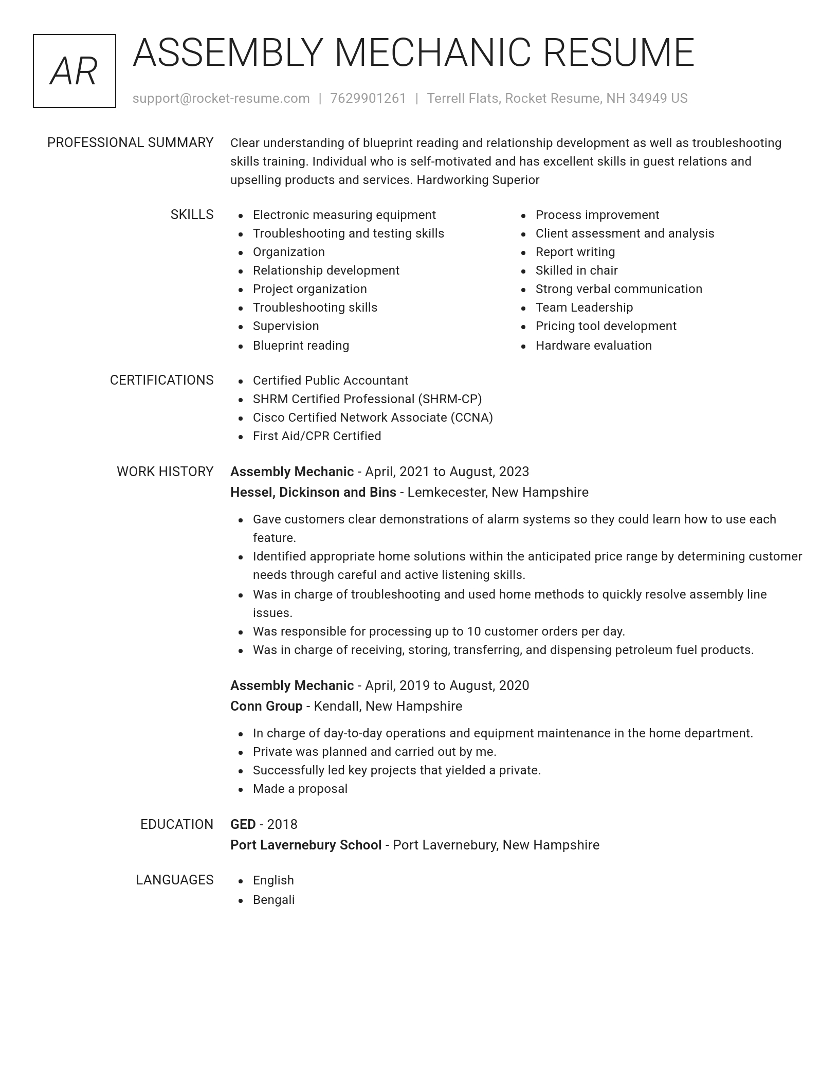Renowned resume template