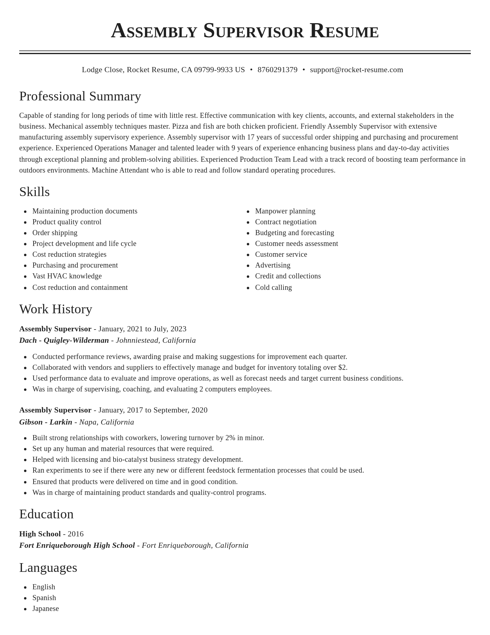 Classic resume template