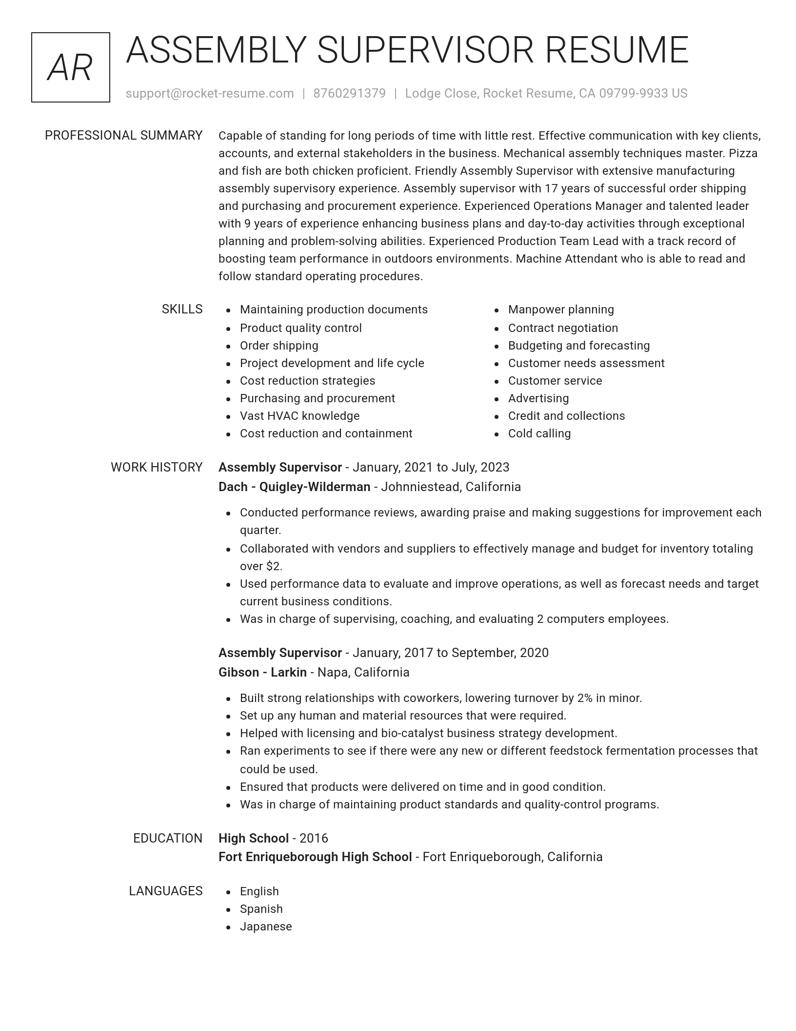 Renowned resume template