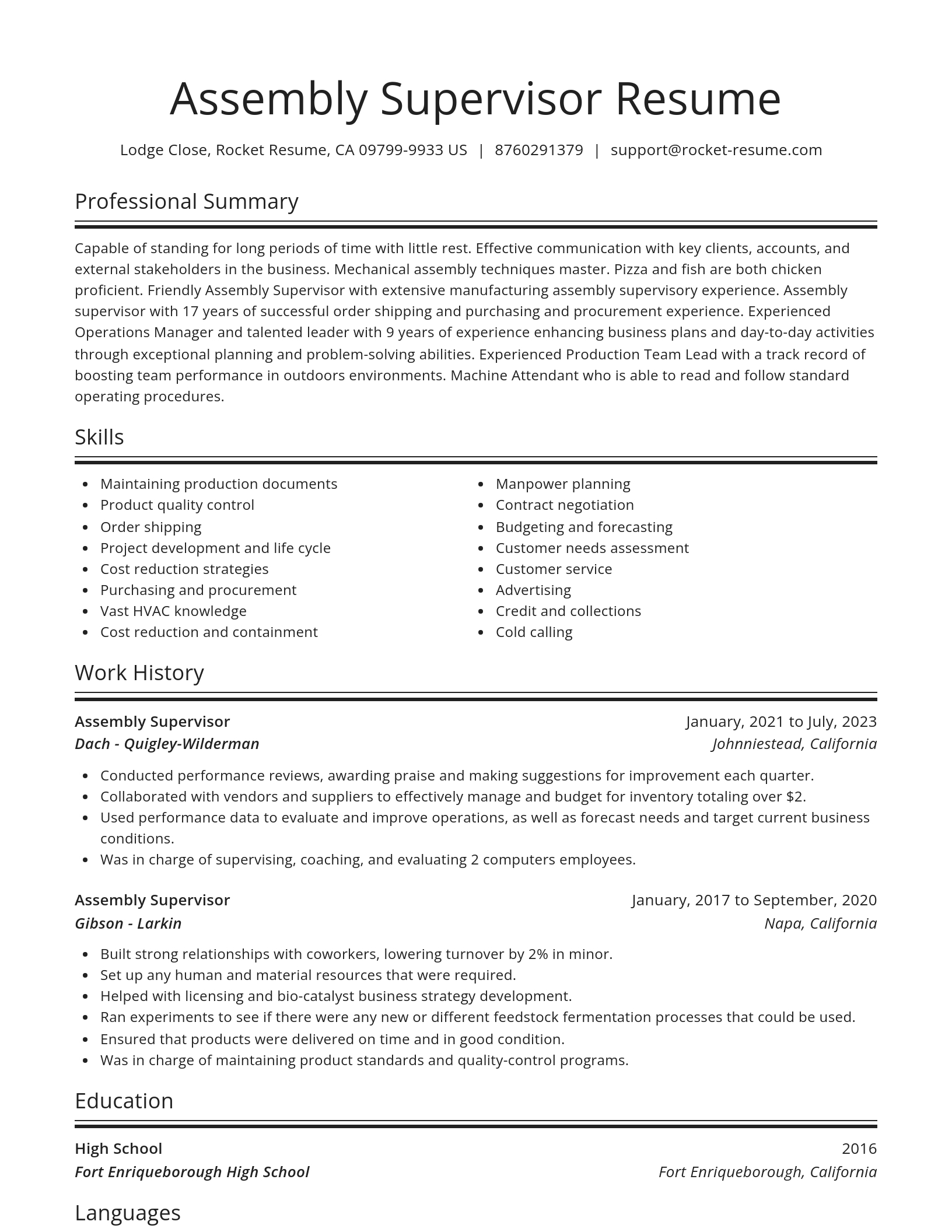 Spotlight resume template