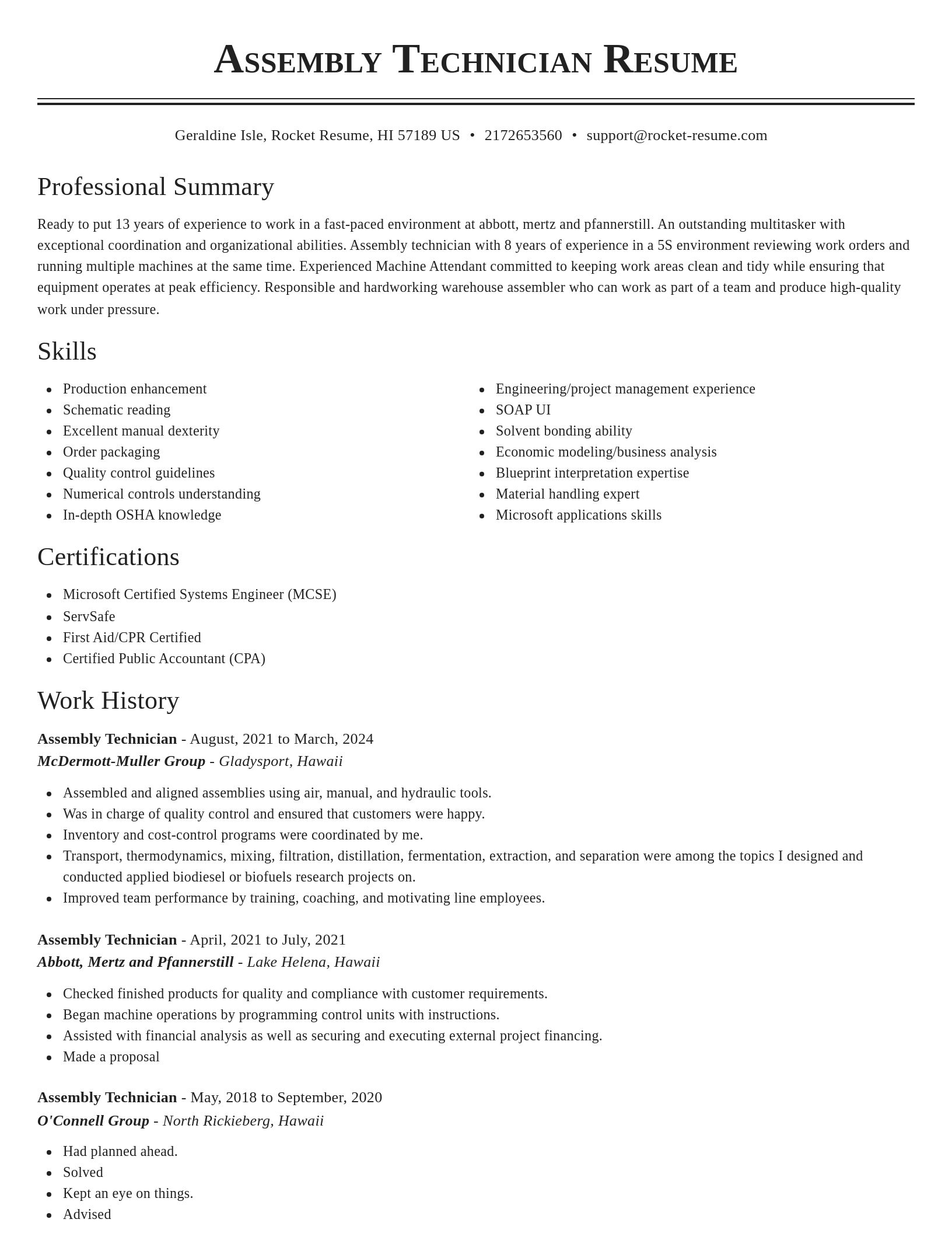 Classic resume template