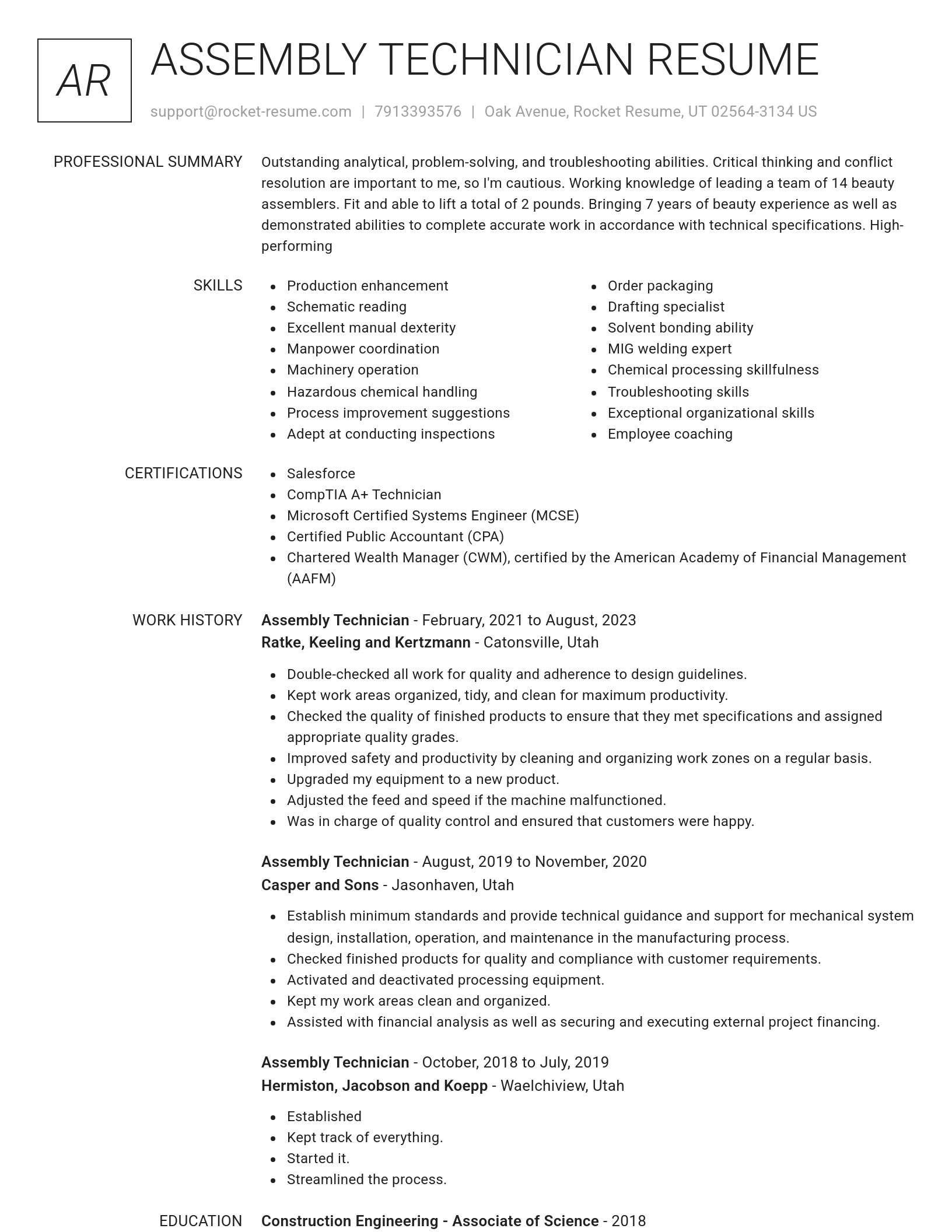 Renowned resume template
