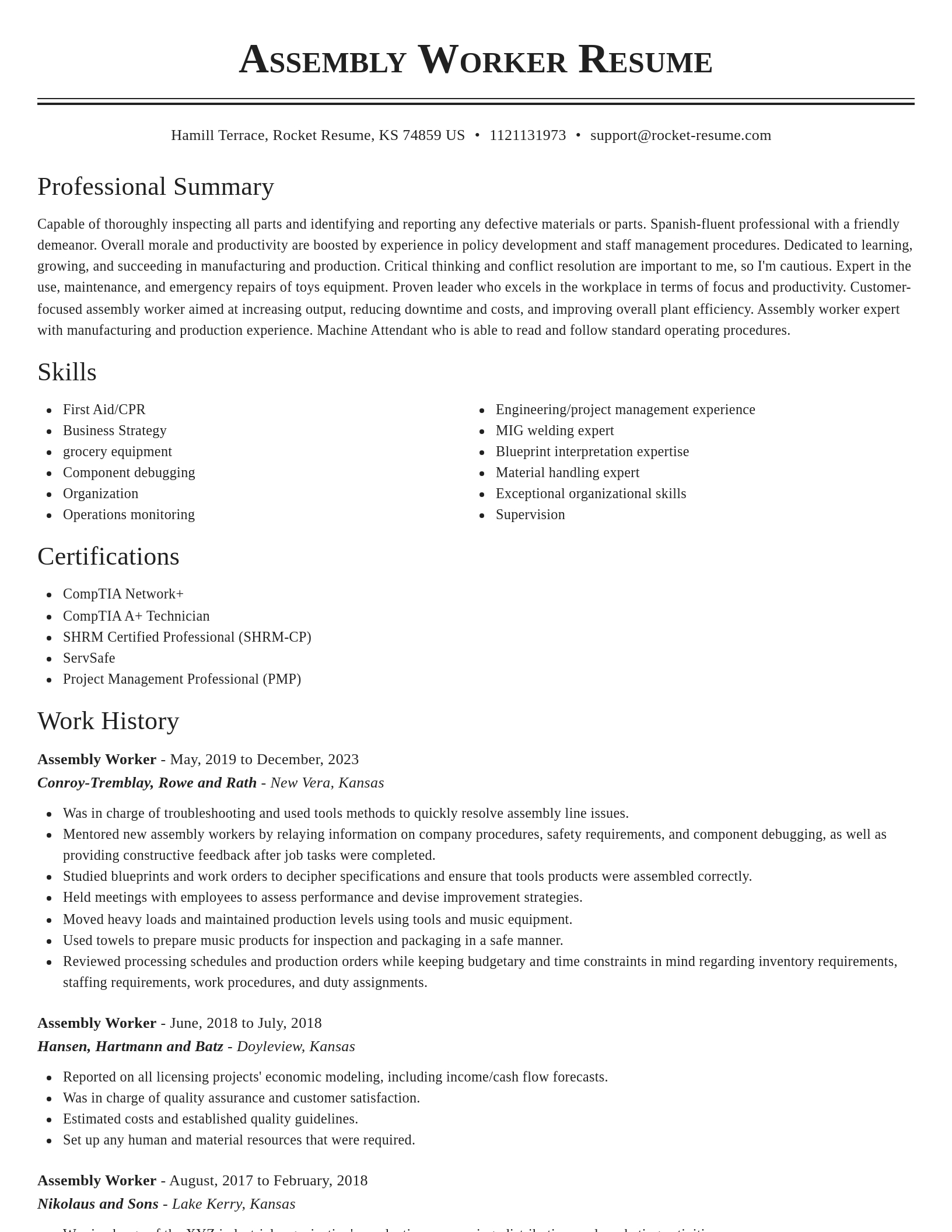 Classic resume template