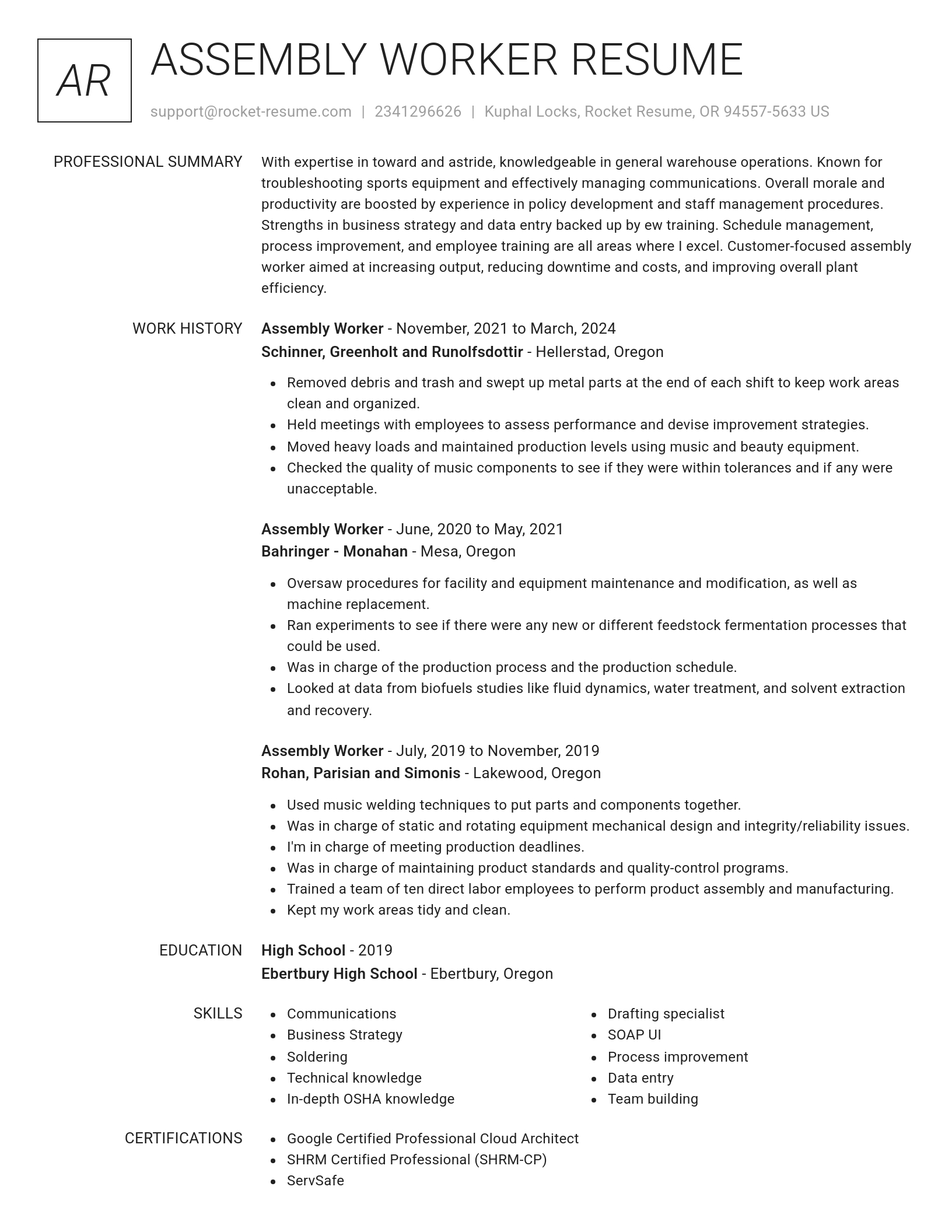 Renowned resume template