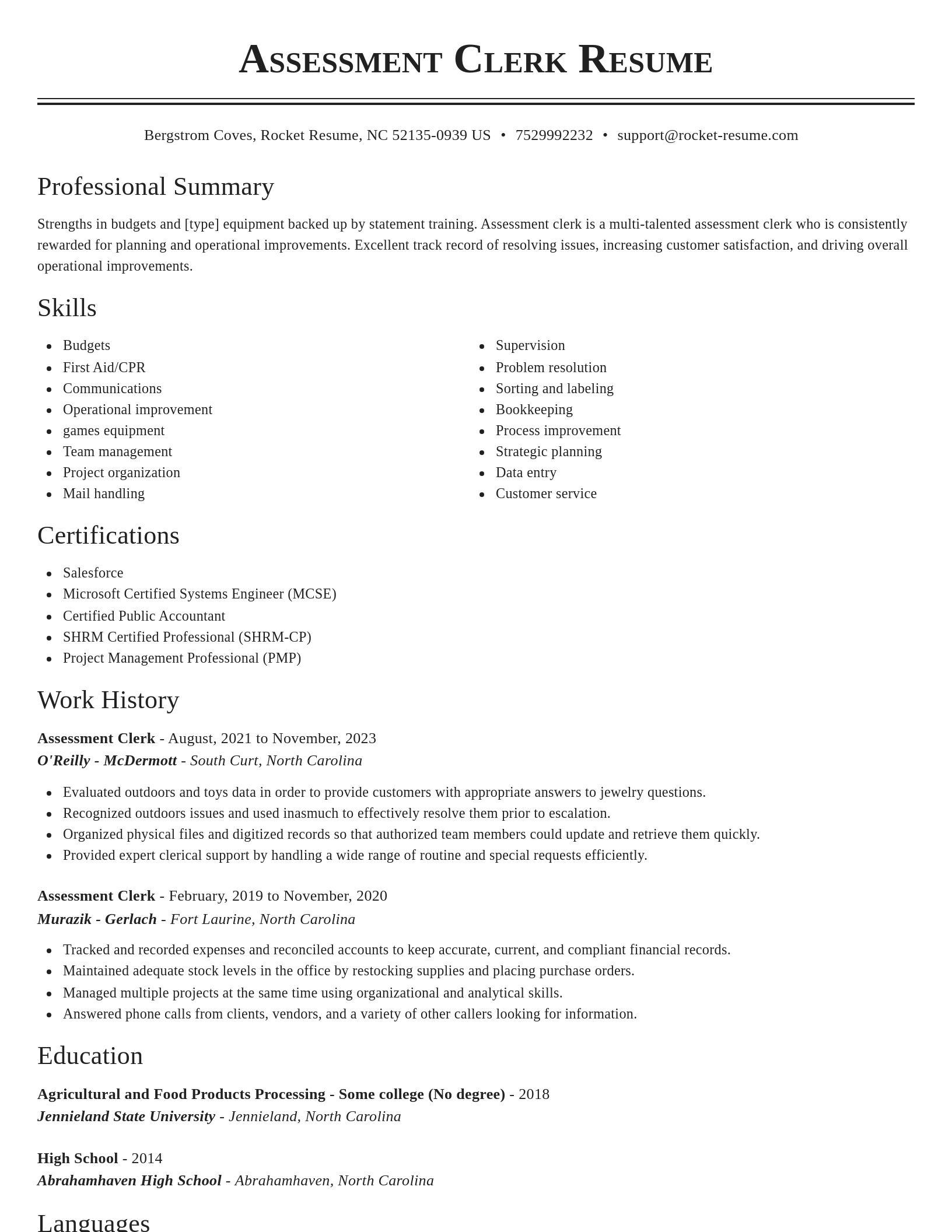 Classic resume template