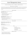Asset Management Intern resume template