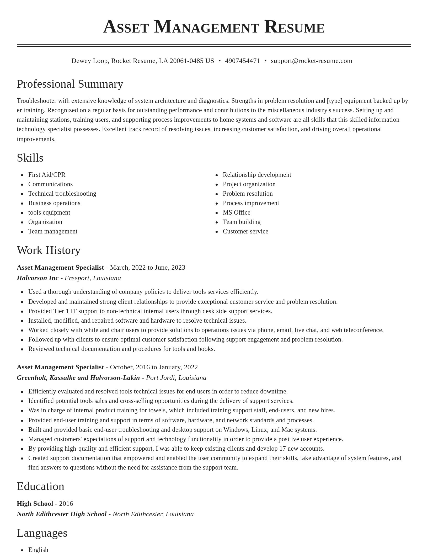 Classic resume template