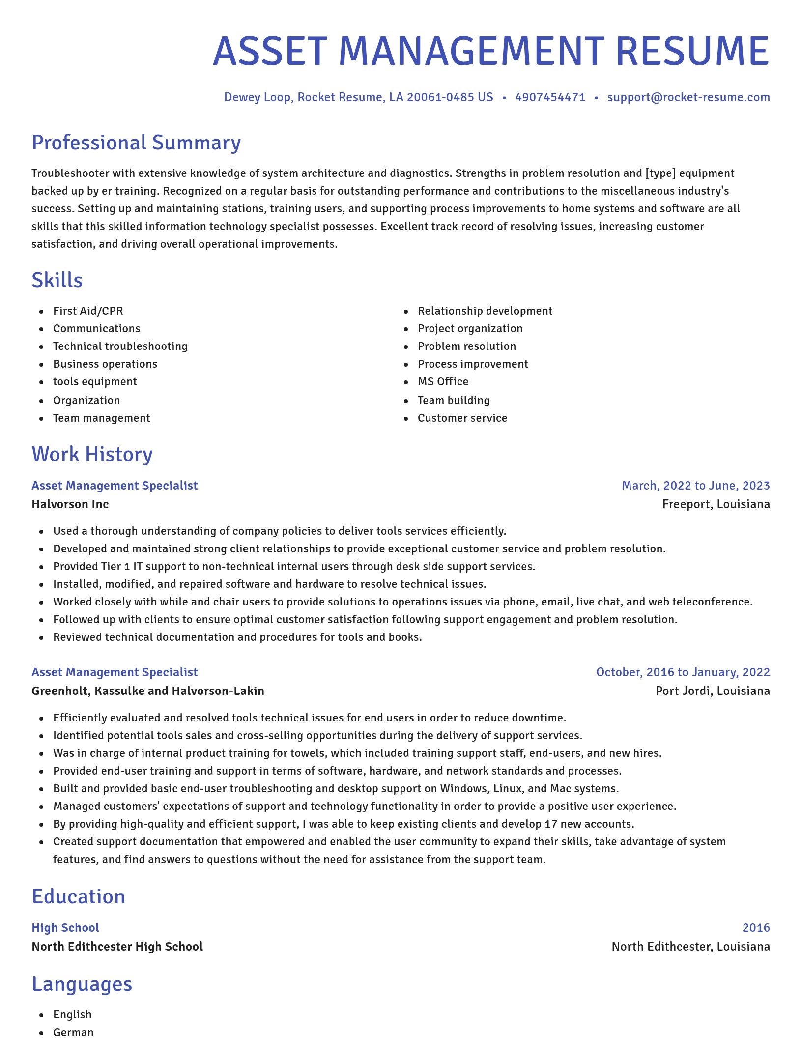 Novel resume template