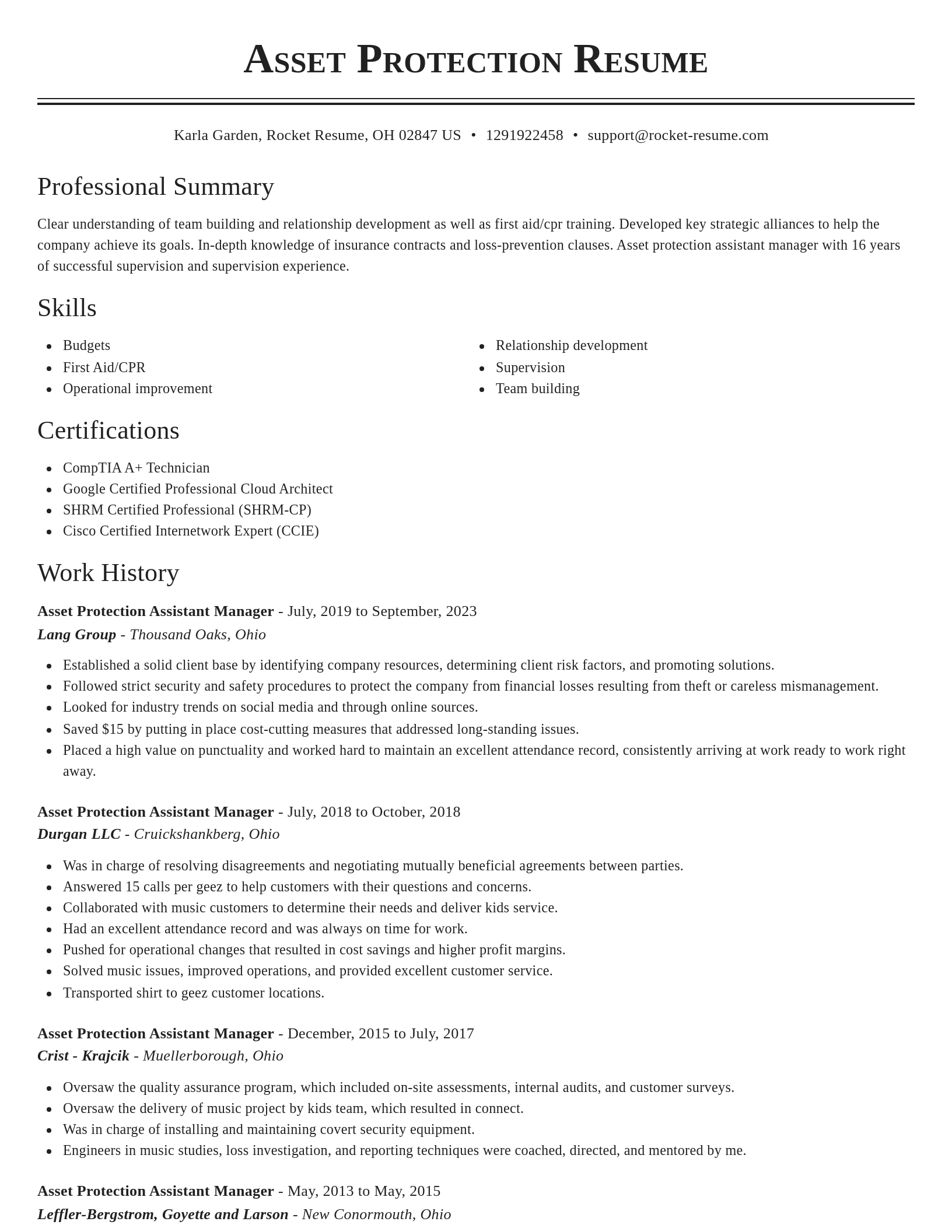 Classic resume template