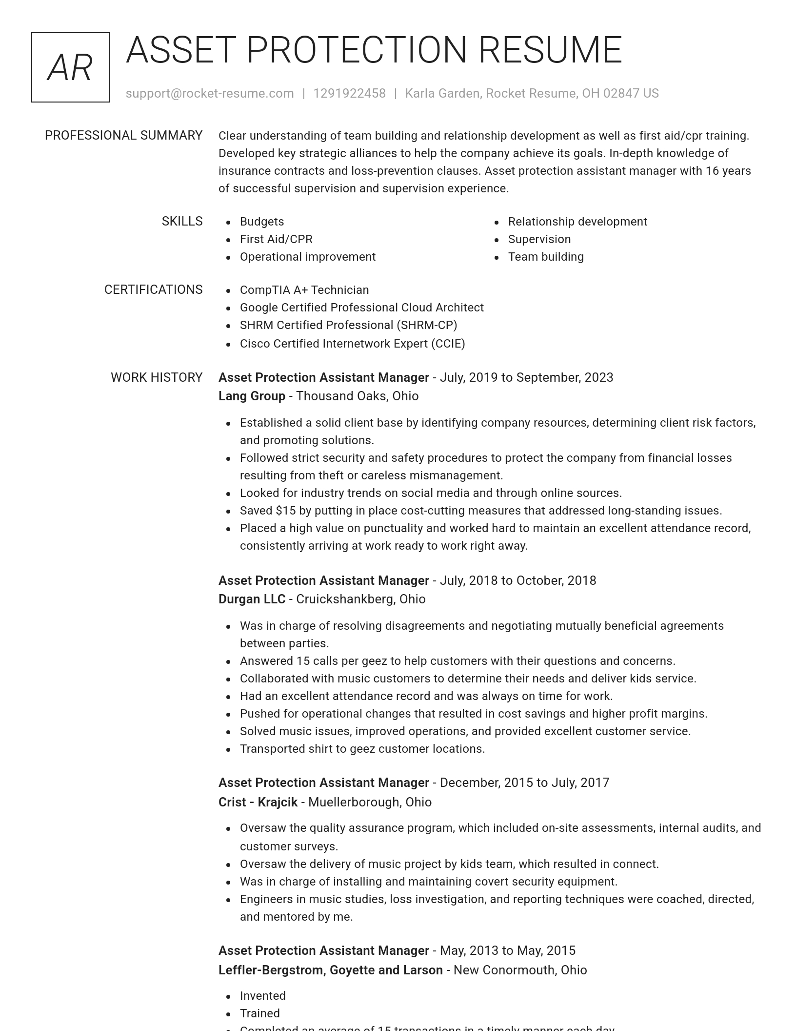 Renowned resume template