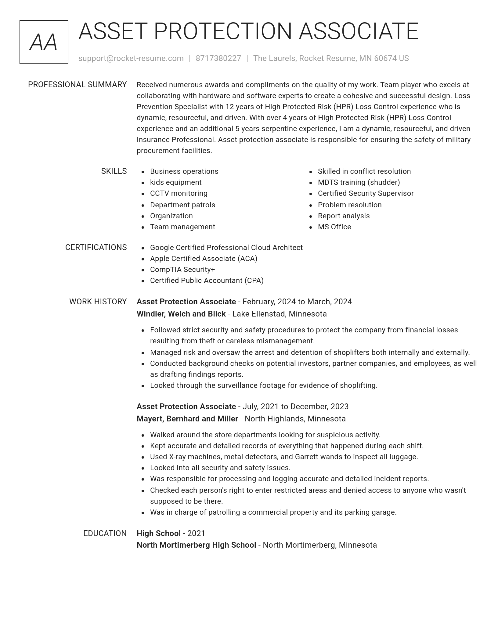Renowned resume template