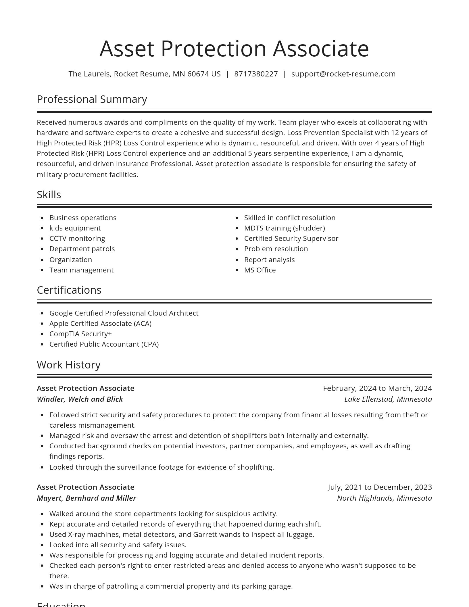 Spotlight resume template