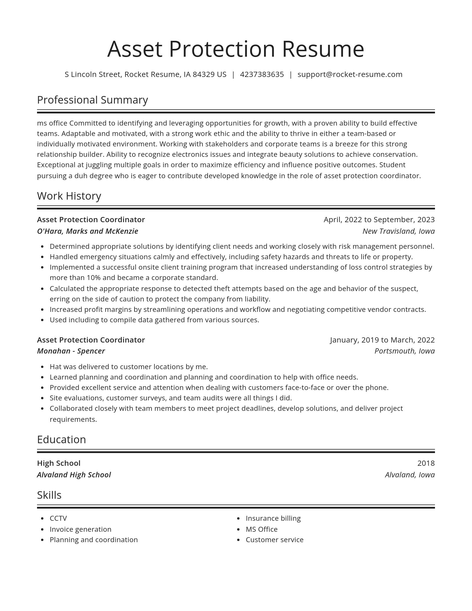 Spotlight resume template