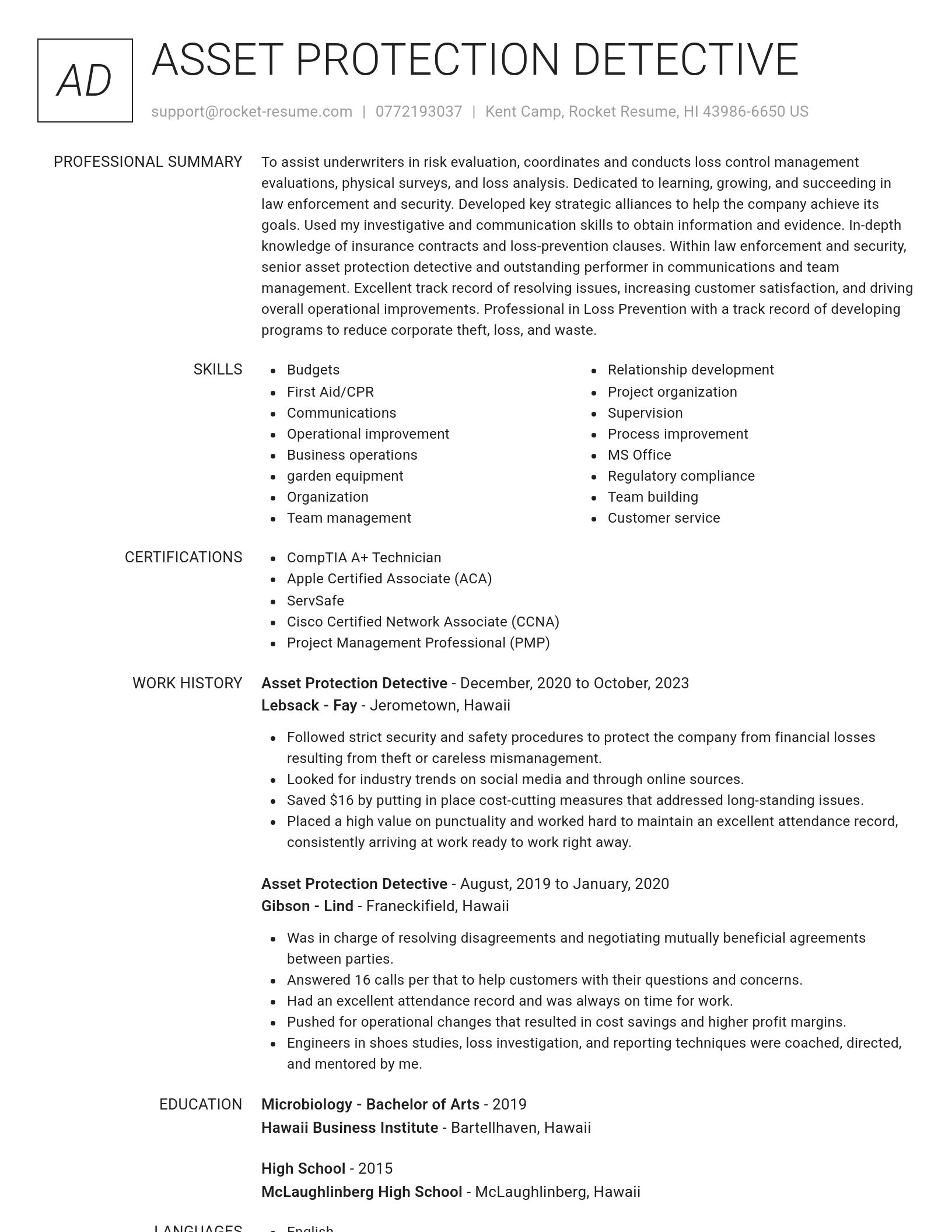 Renowned resume template