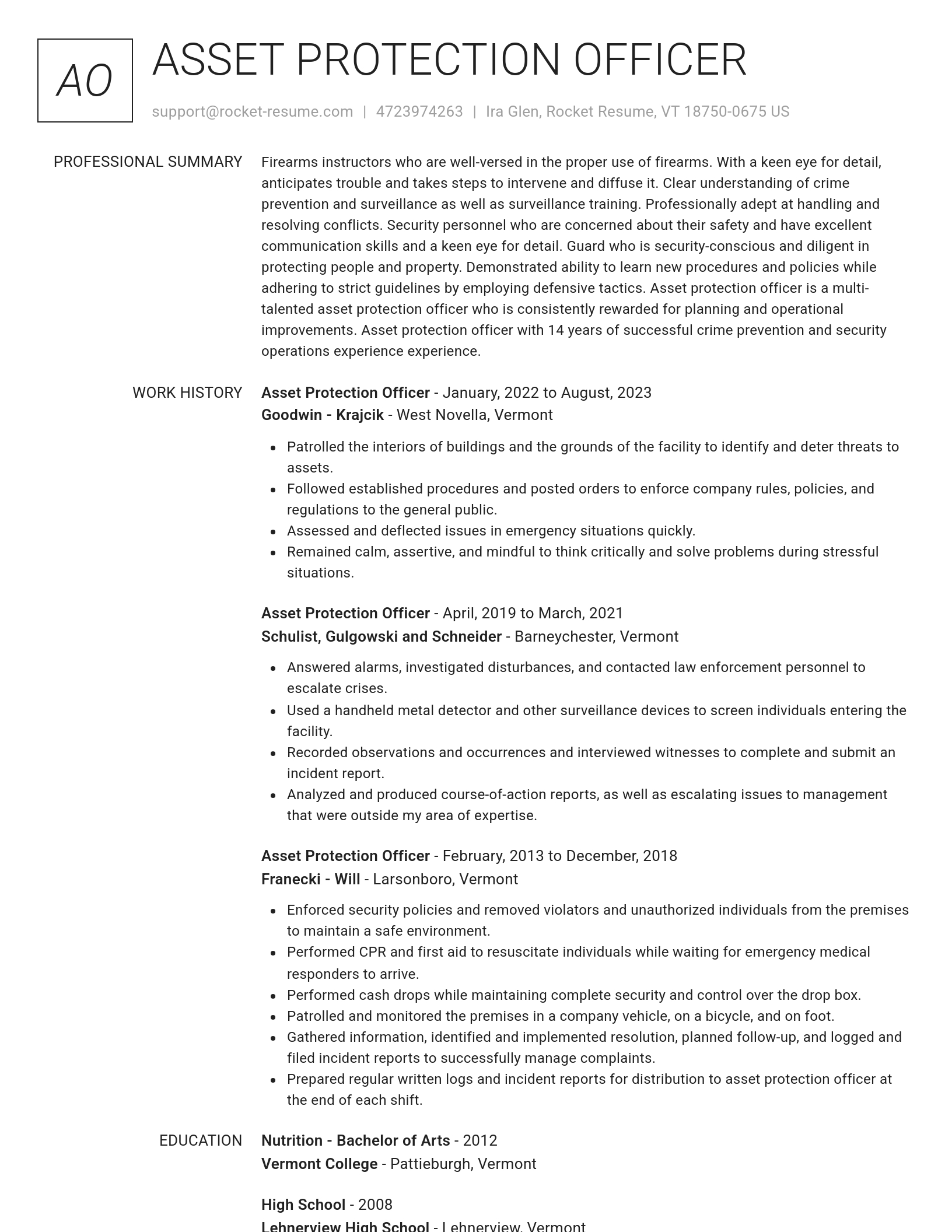 Renowned resume template