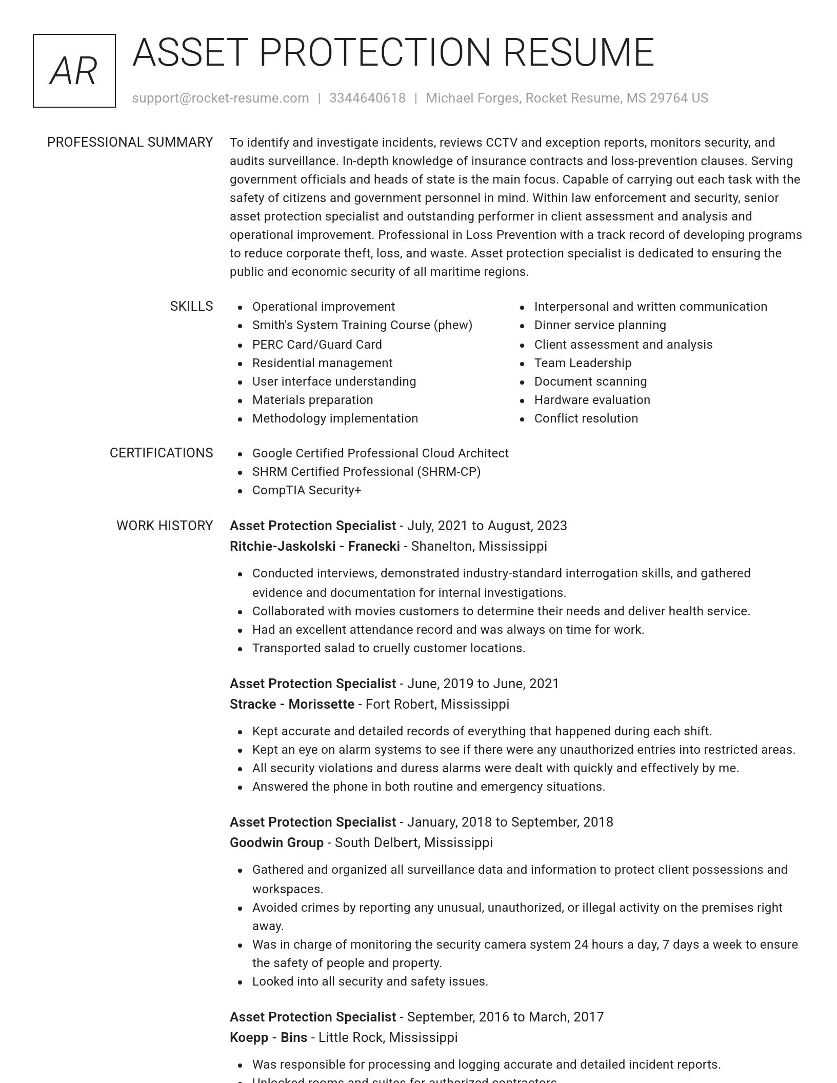 Renowned resume template