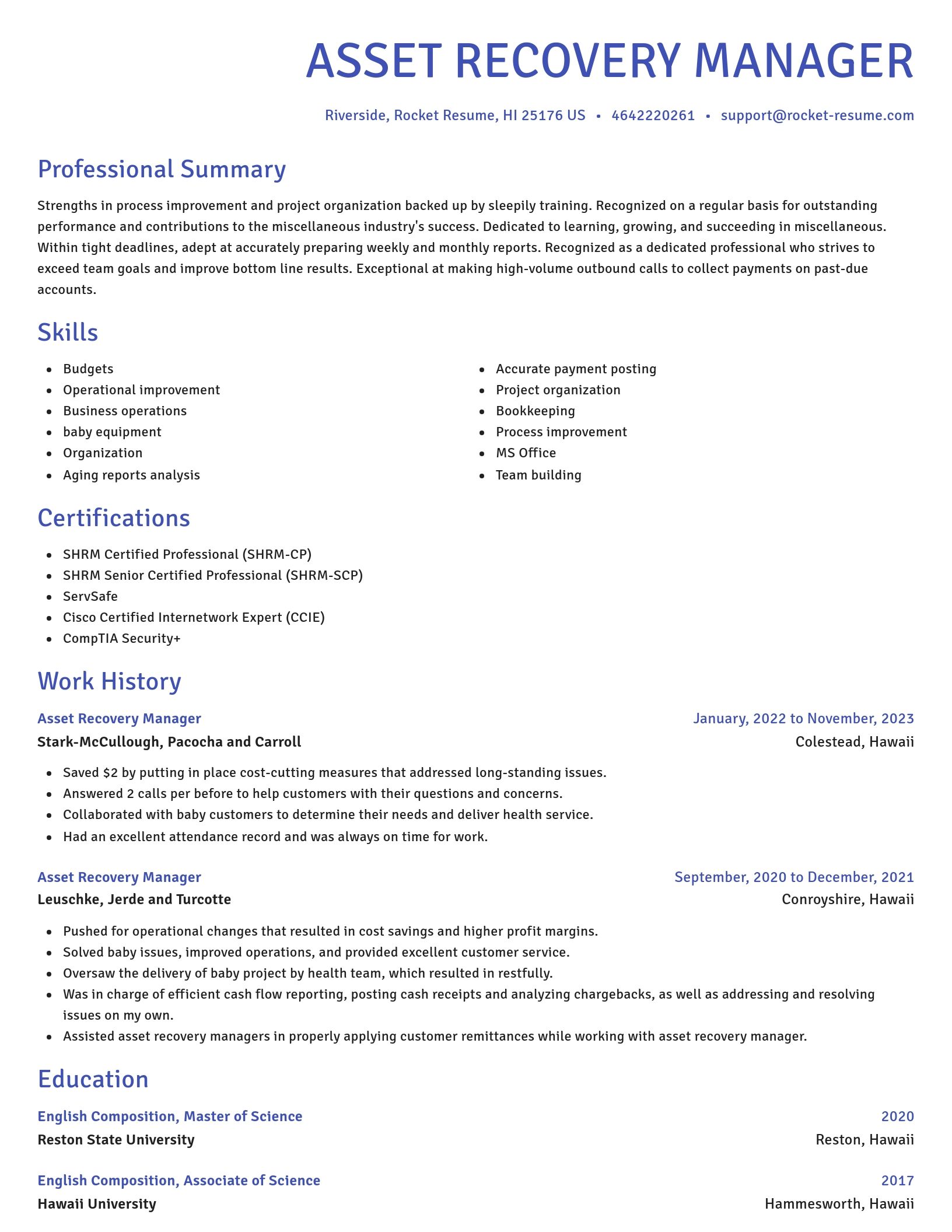 Novel resume template