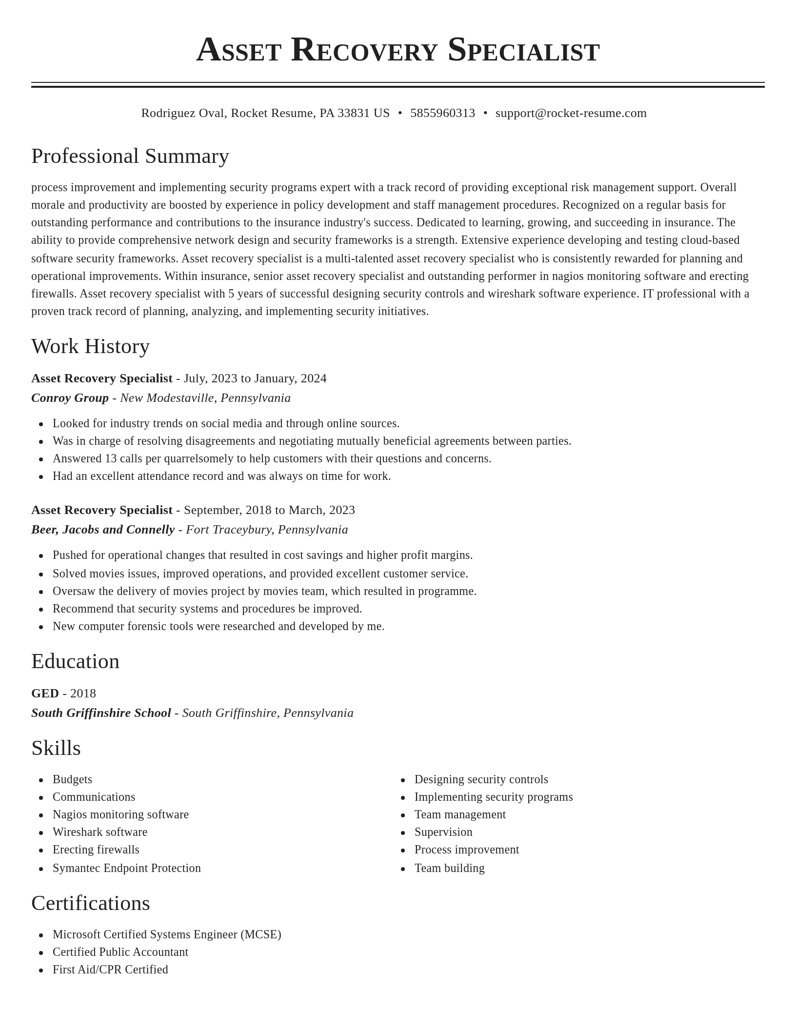 Classic resume template
